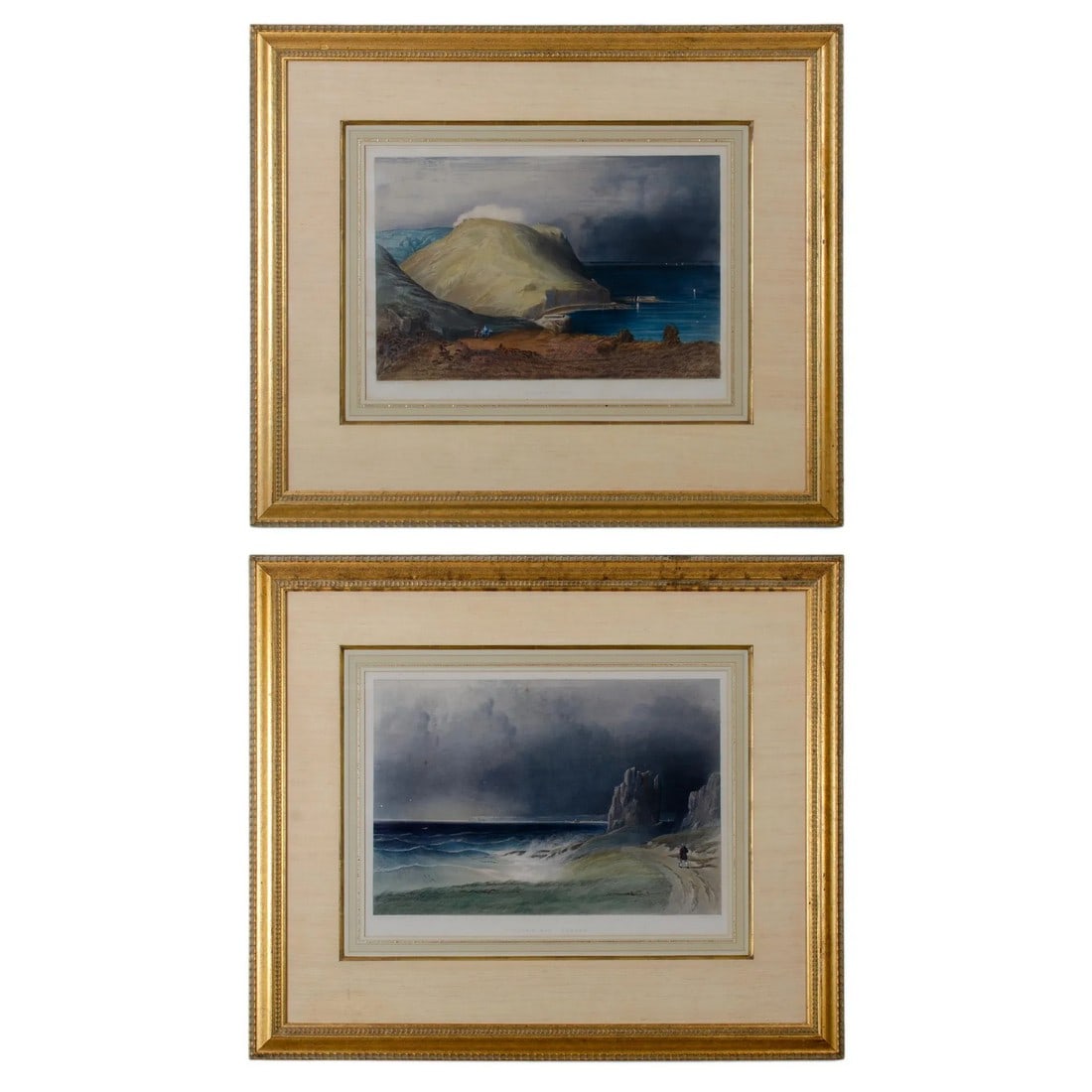 John Le Capelain Jersey Lithographs, C.1847 - a Pair: John (Jean) Le Capelain (1812-1848) This pair of lithographs is from the series of 26 views of Jersey, published in 1847 by Day & Son Lithographer (after the paintings by John Le Capelain) to