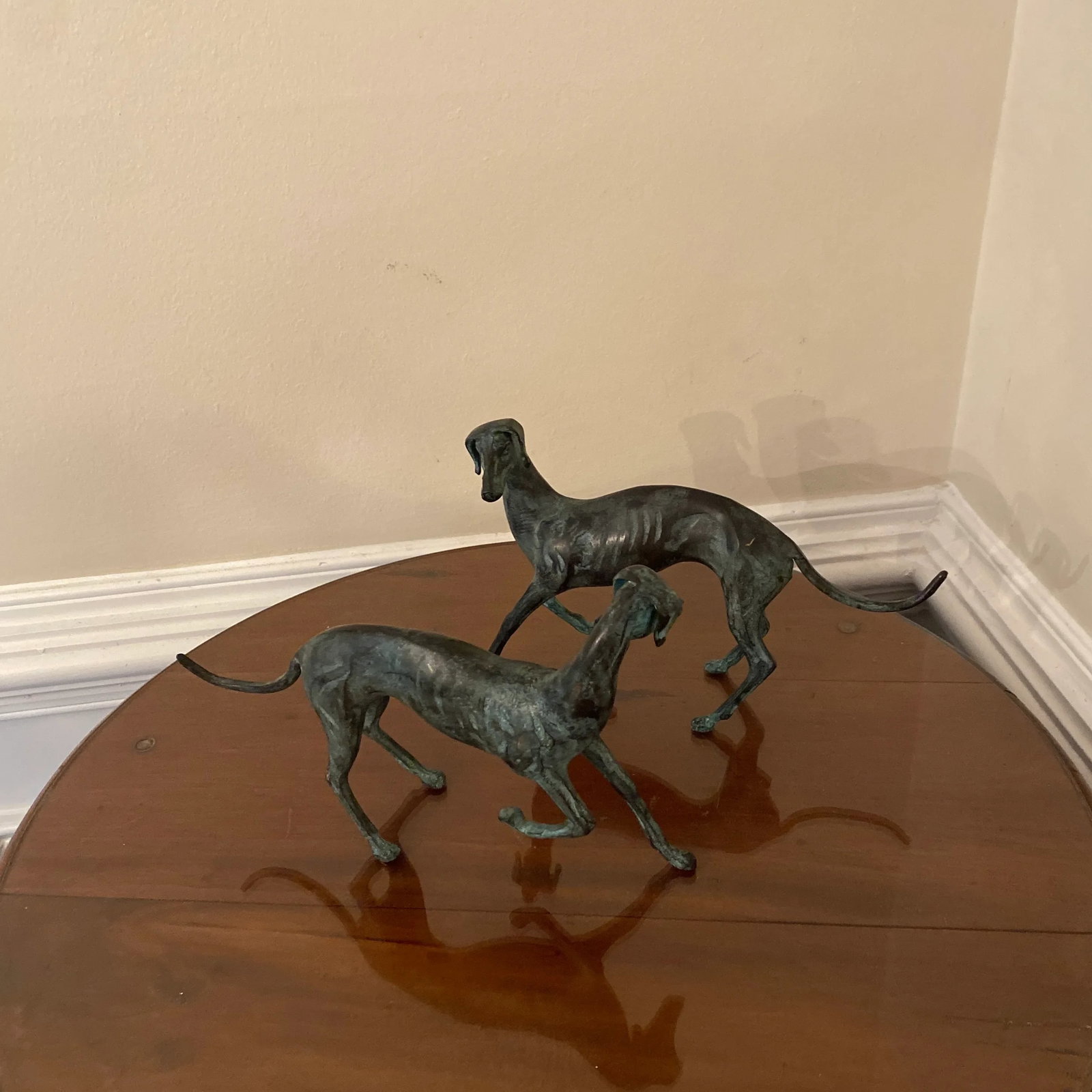 Standing Bronze Whippets Sculpture ~ a Pair - 2
