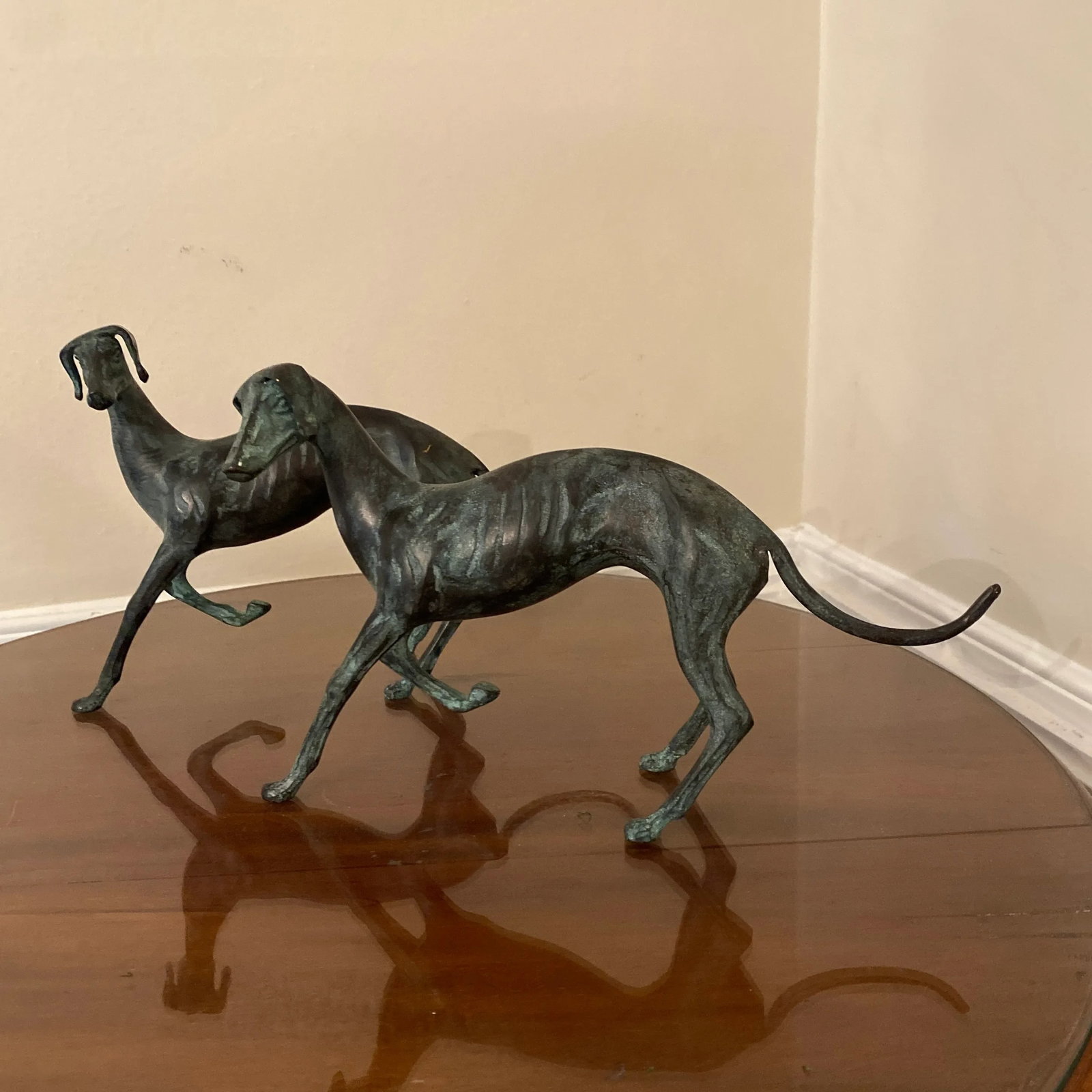 Standing Bronze Whippets Sculpture ~ a Pair - 3