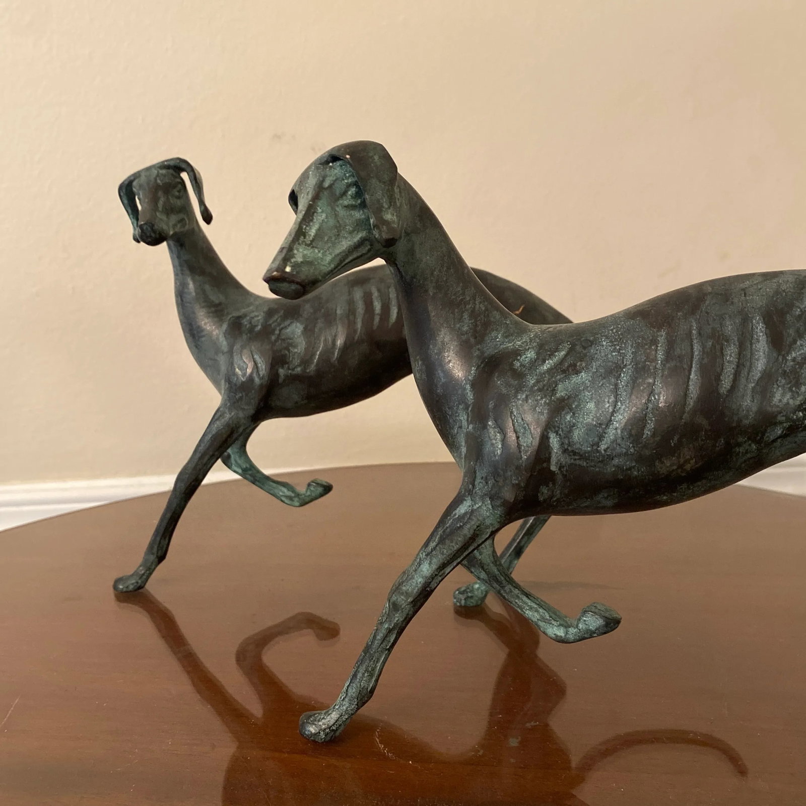 Standing Bronze Whippets Sculpture ~ a Pair - 4