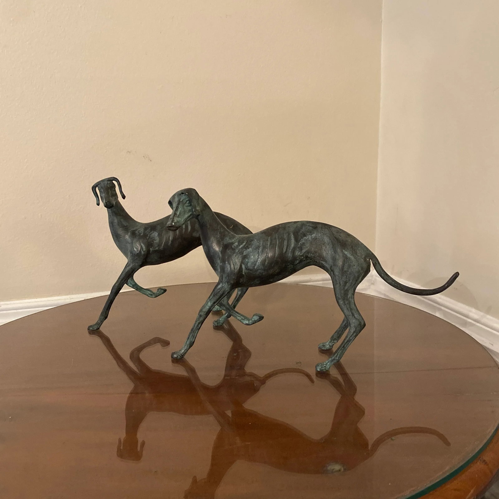 Standing Bronze Whippets Sculpture ~ a Pair - 5