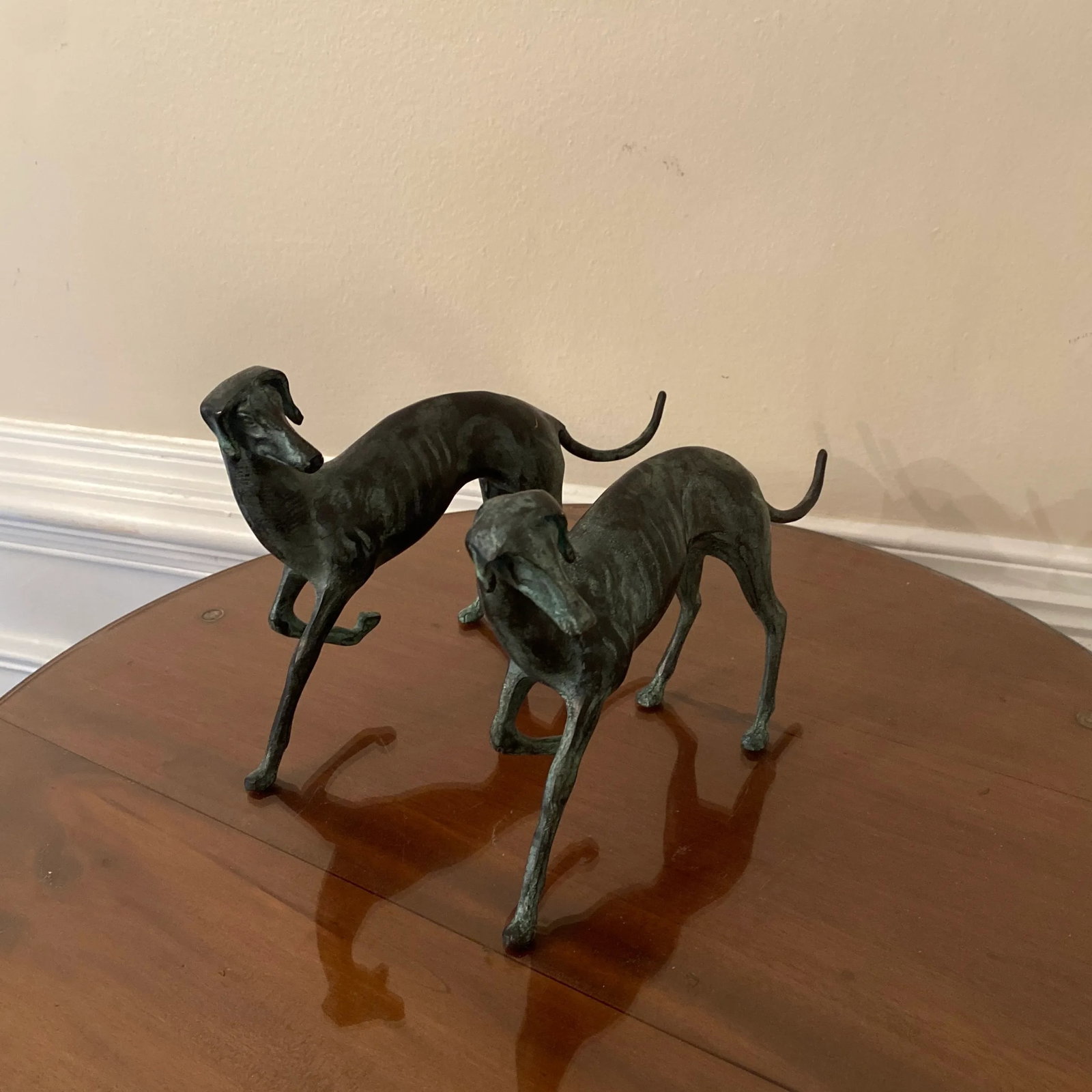 Standing Bronze Whippets Sculpture ~ a Pair - 6