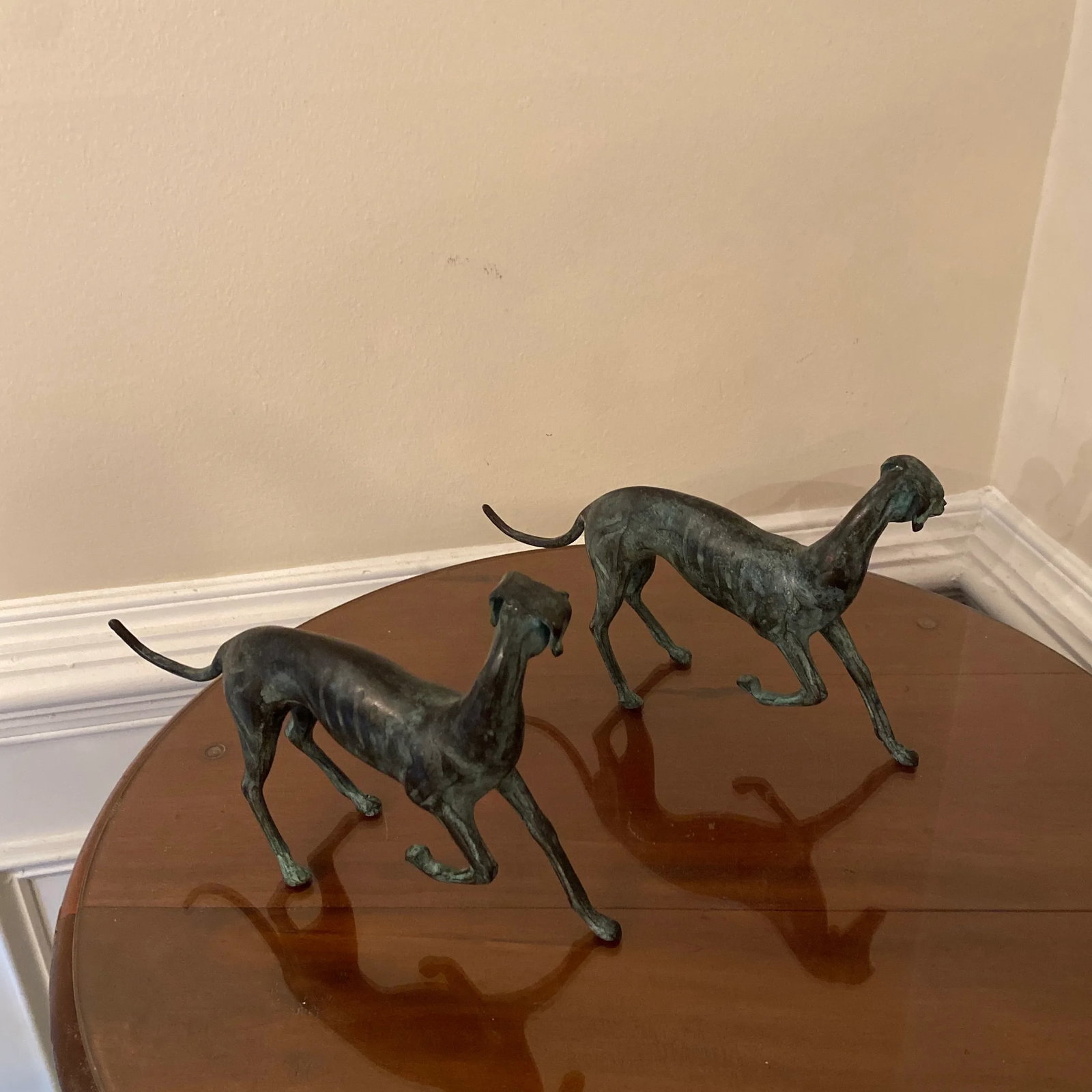 Standing Bronze Whippets Sculpture ~ a Pair - 7