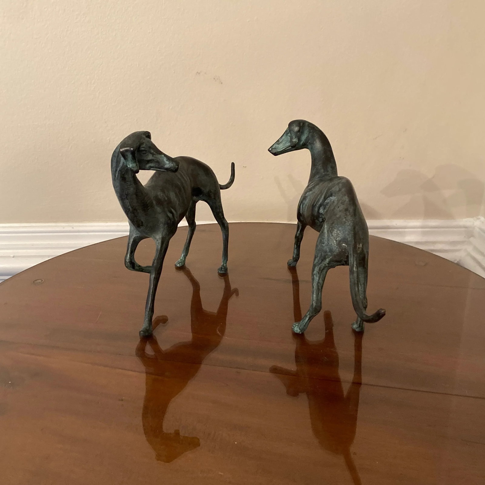 Standing Bronze Whippets Sculpture ~ a Pair - 8