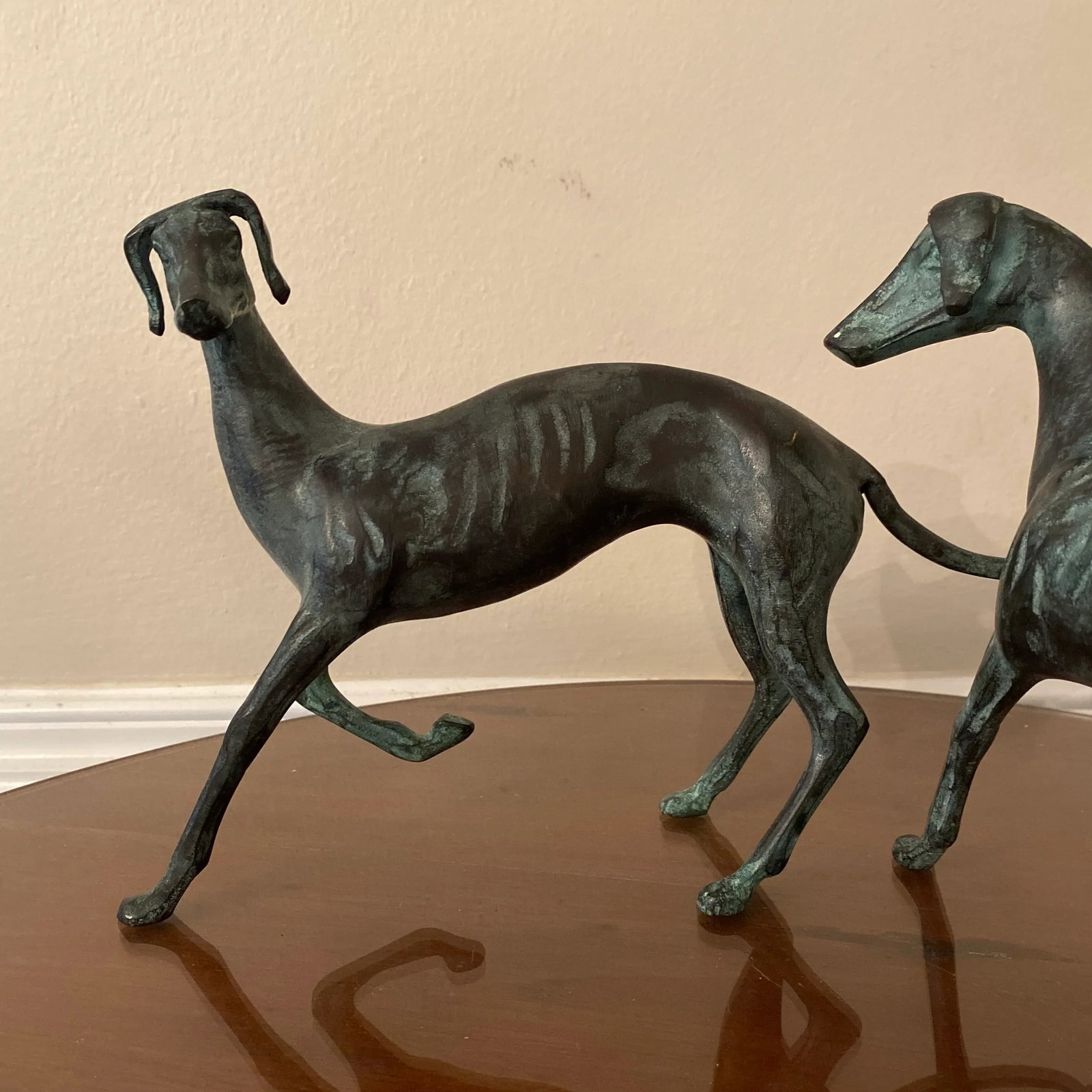 Standing Bronze Whippets Sculpture ~ a Pair - 9