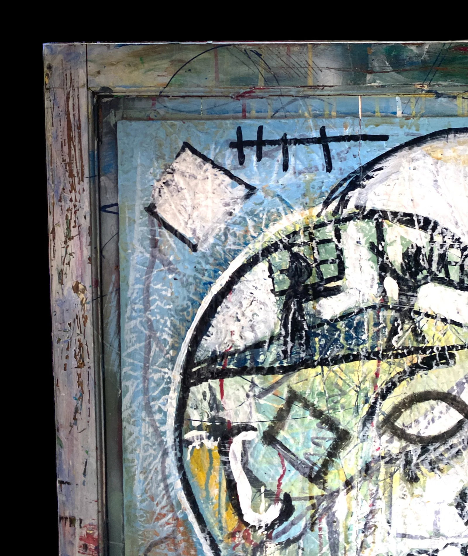 1990s Contemporary Outsider Tramp Art Portrait of a Man Skull in the Style of Jean Michel Basquiat - 4