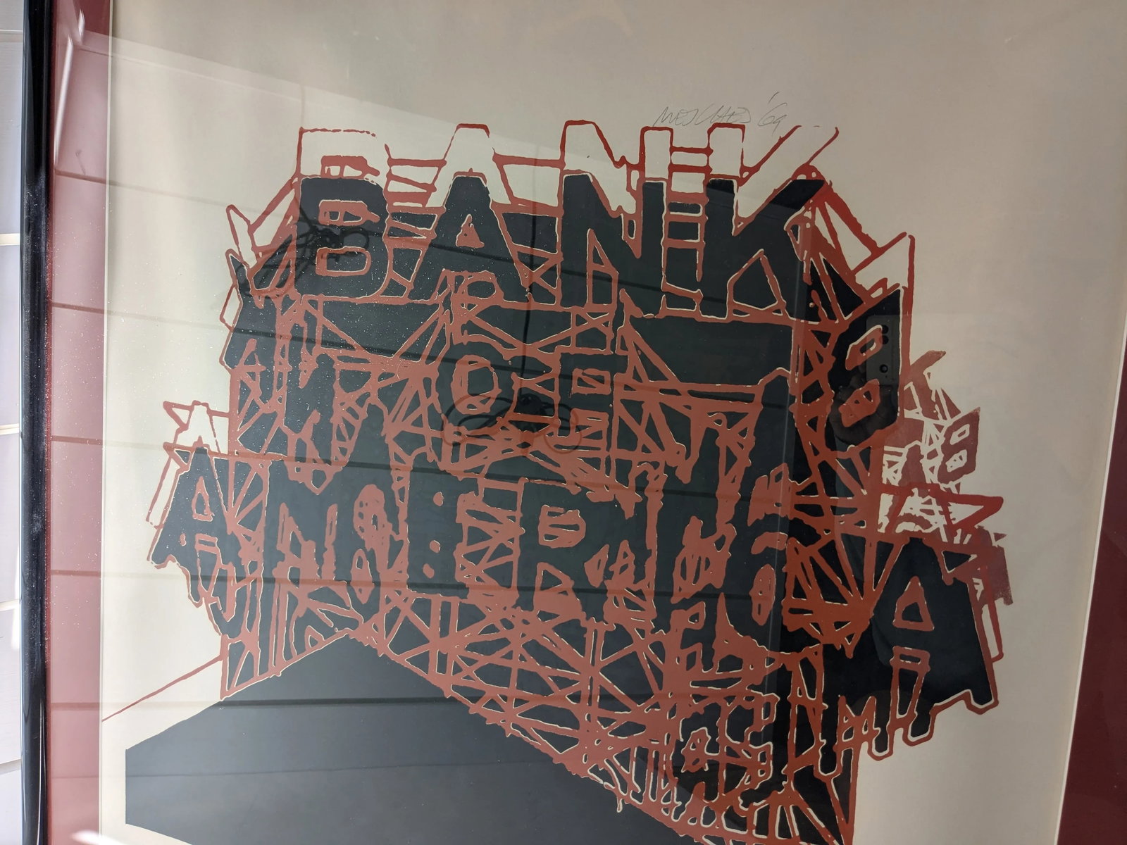 Framed and Signed 1969 Bank of America Color Tinted Lithograph - 6