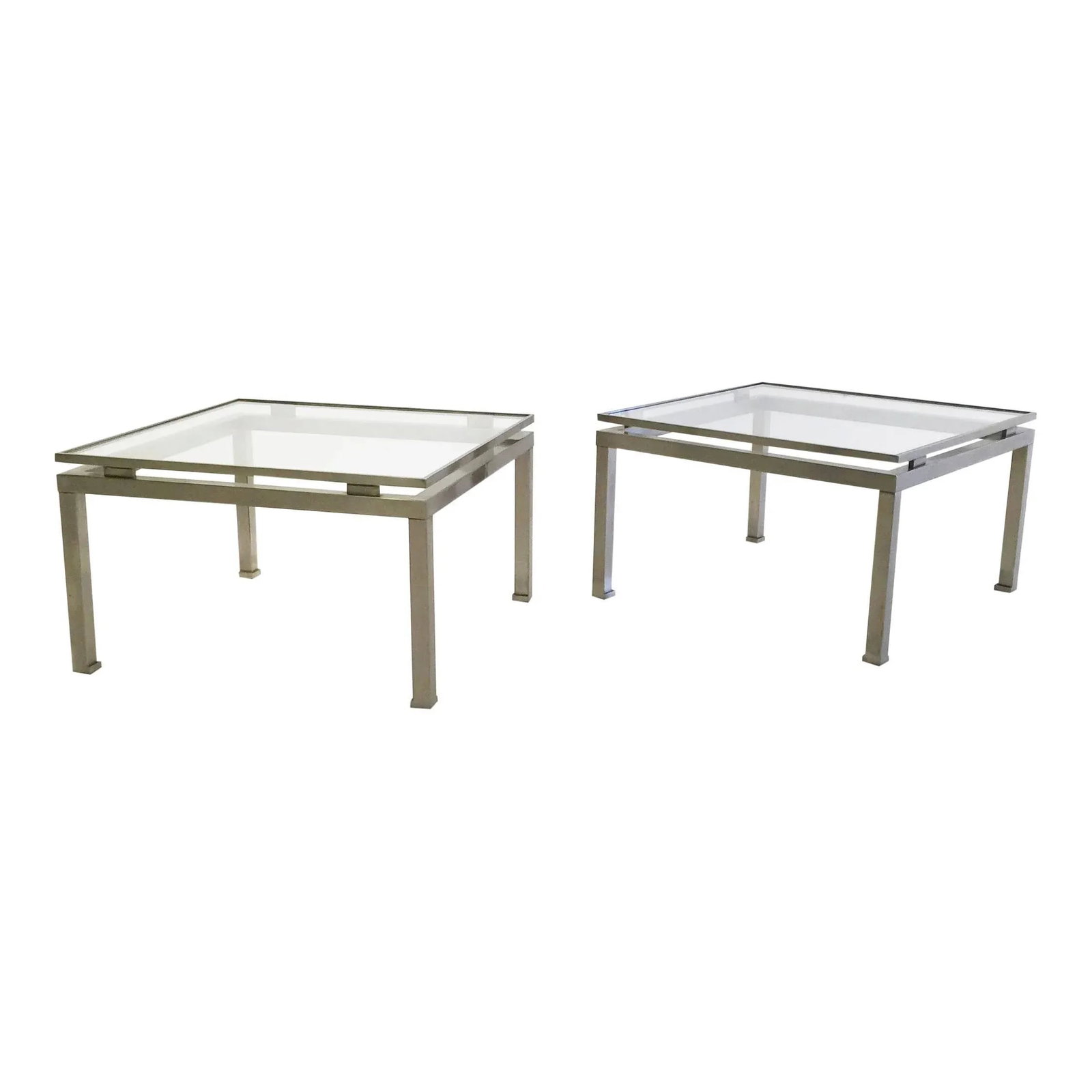 Pair of French 1970s Stainless Steel and Glass Side Tables by Guy Lefevre for Maison Jansen - 5