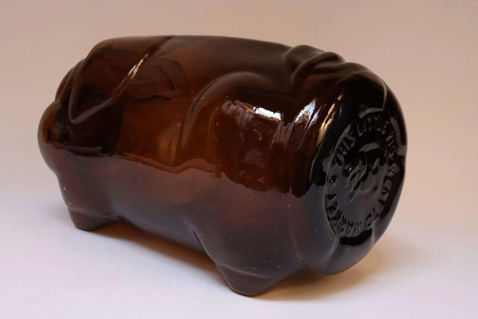 Large Vintage Amber Glass Five-Gallon Piggy Bank by Libbey - 5