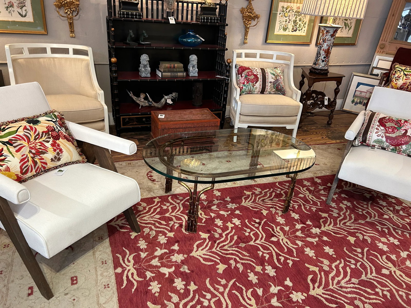 Elegant Oval Gilded Iron and Thick Glass Coffee Table - 8