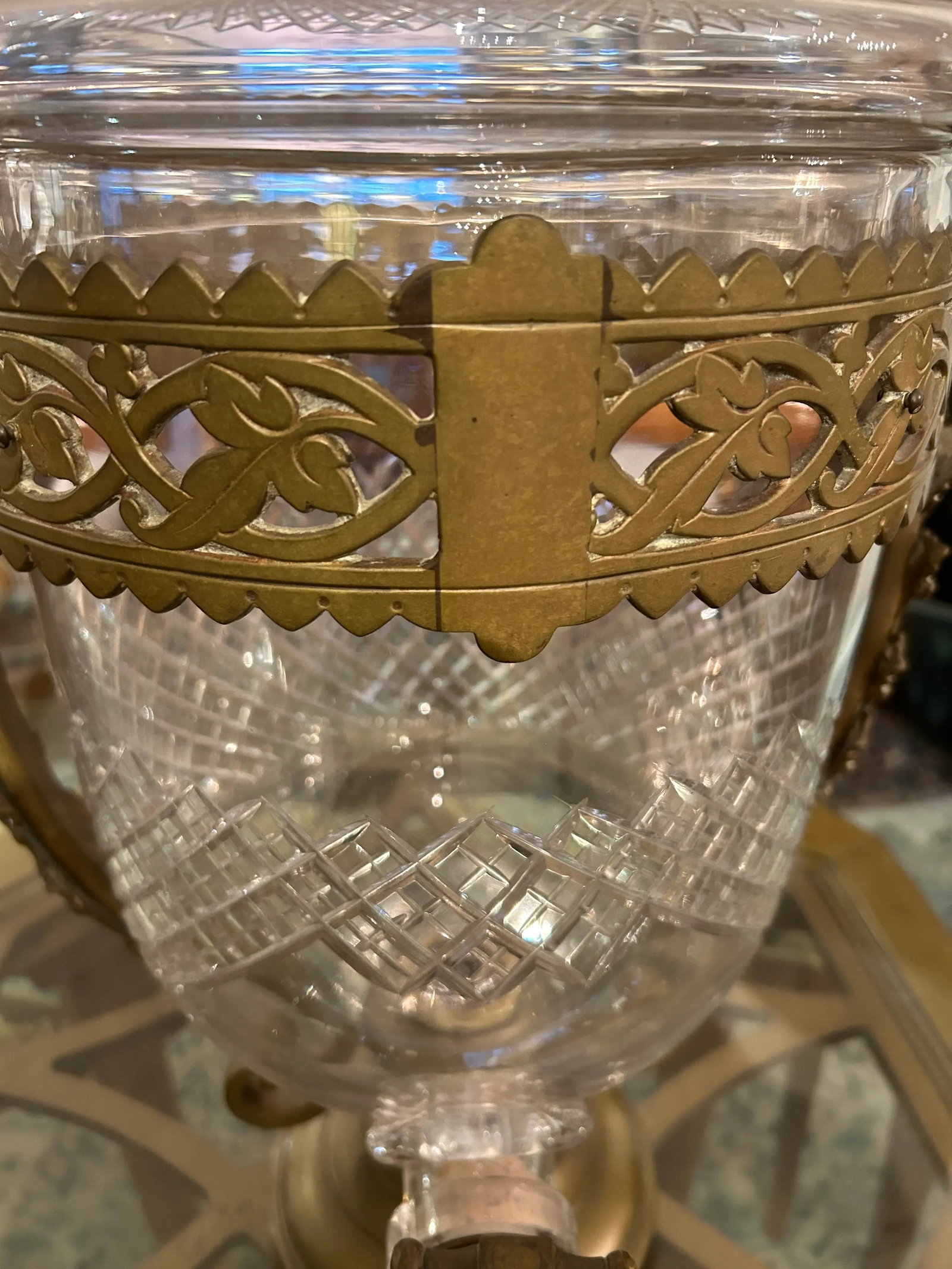 Large Cut Crystal & Brass Samovar - 10