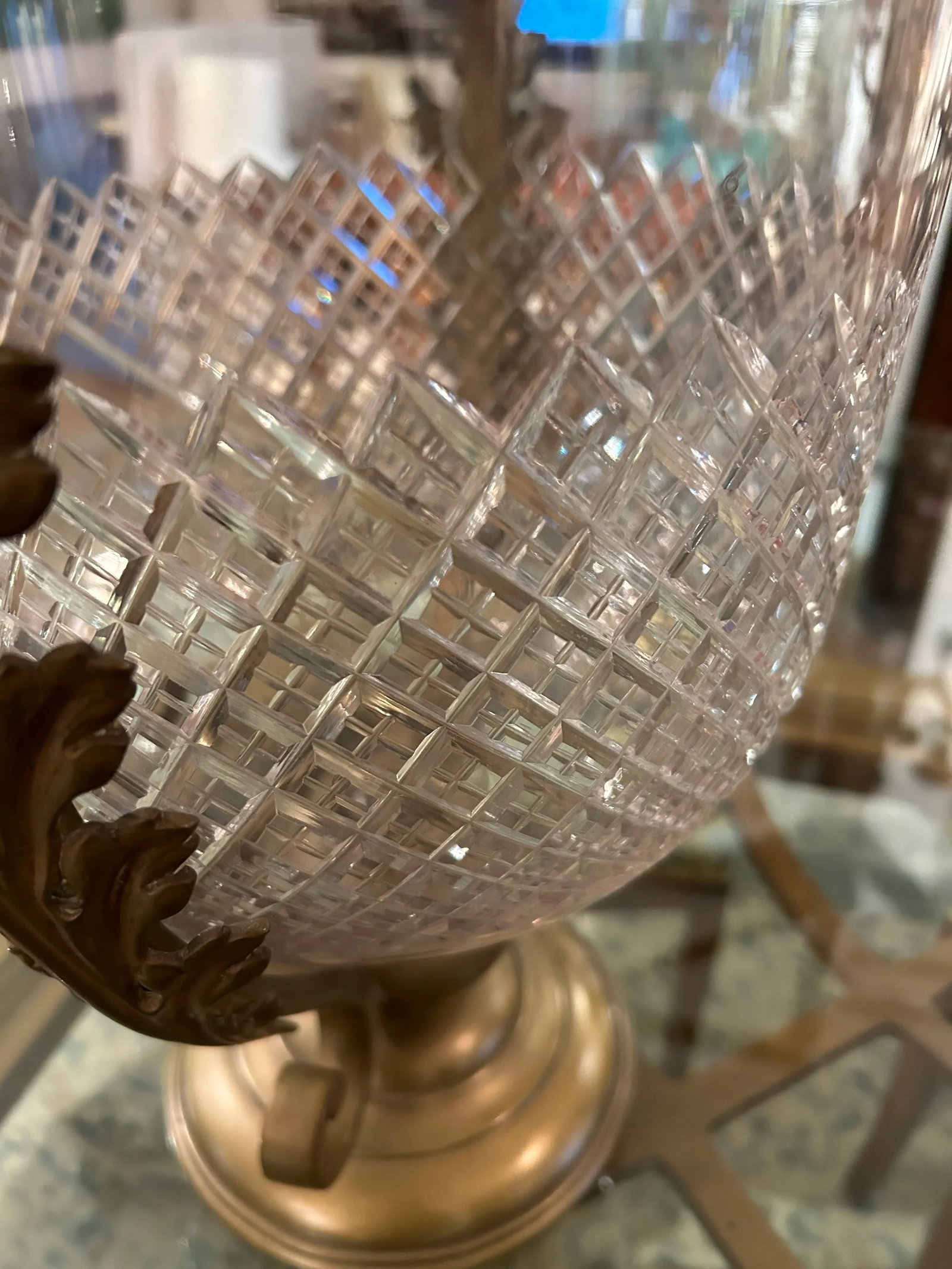 Large Cut Crystal & Brass Samovar - 5
