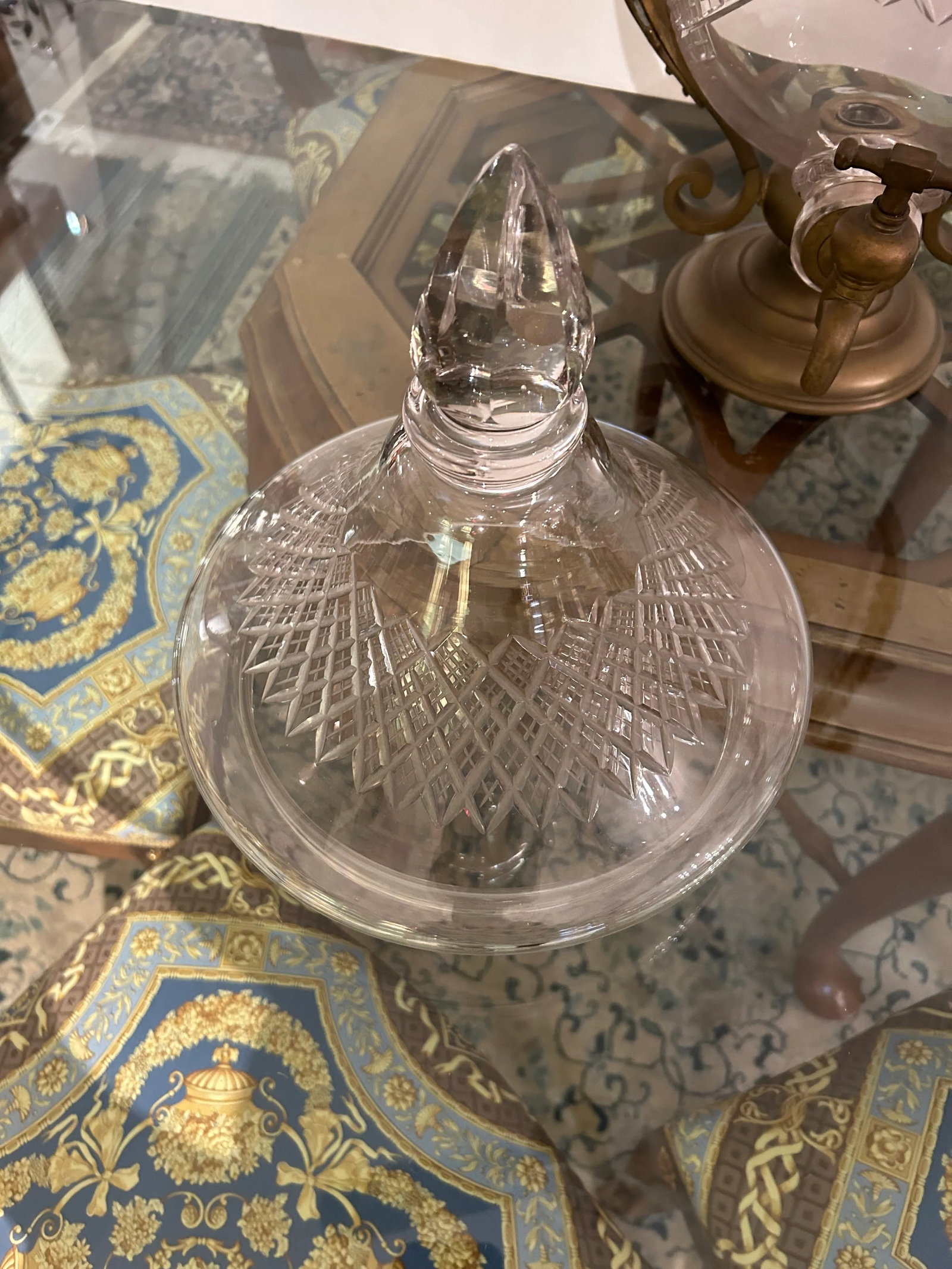 Large Cut Crystal & Brass Samovar - 6