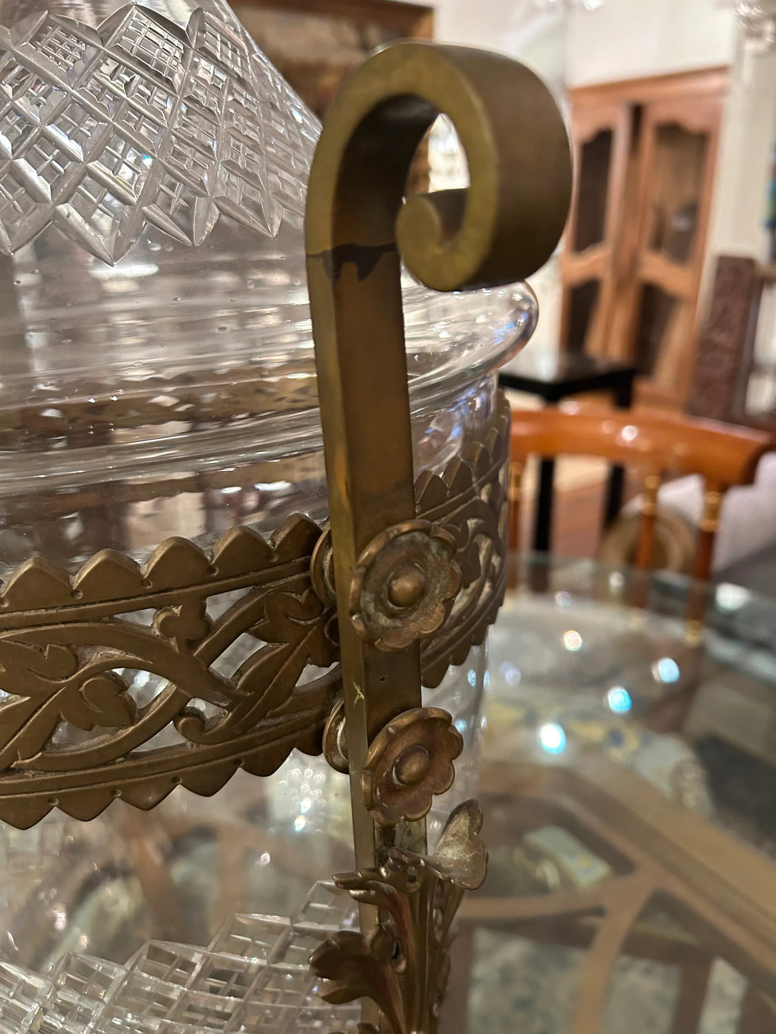 Large Cut Crystal & Brass Samovar - 8