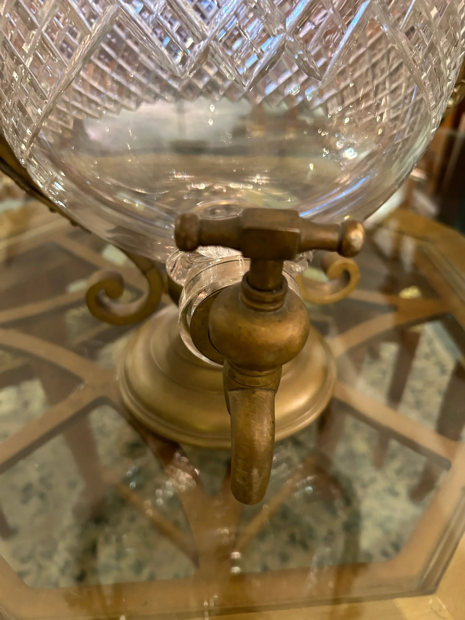 Large Cut Crystal & Brass Samovar - 9