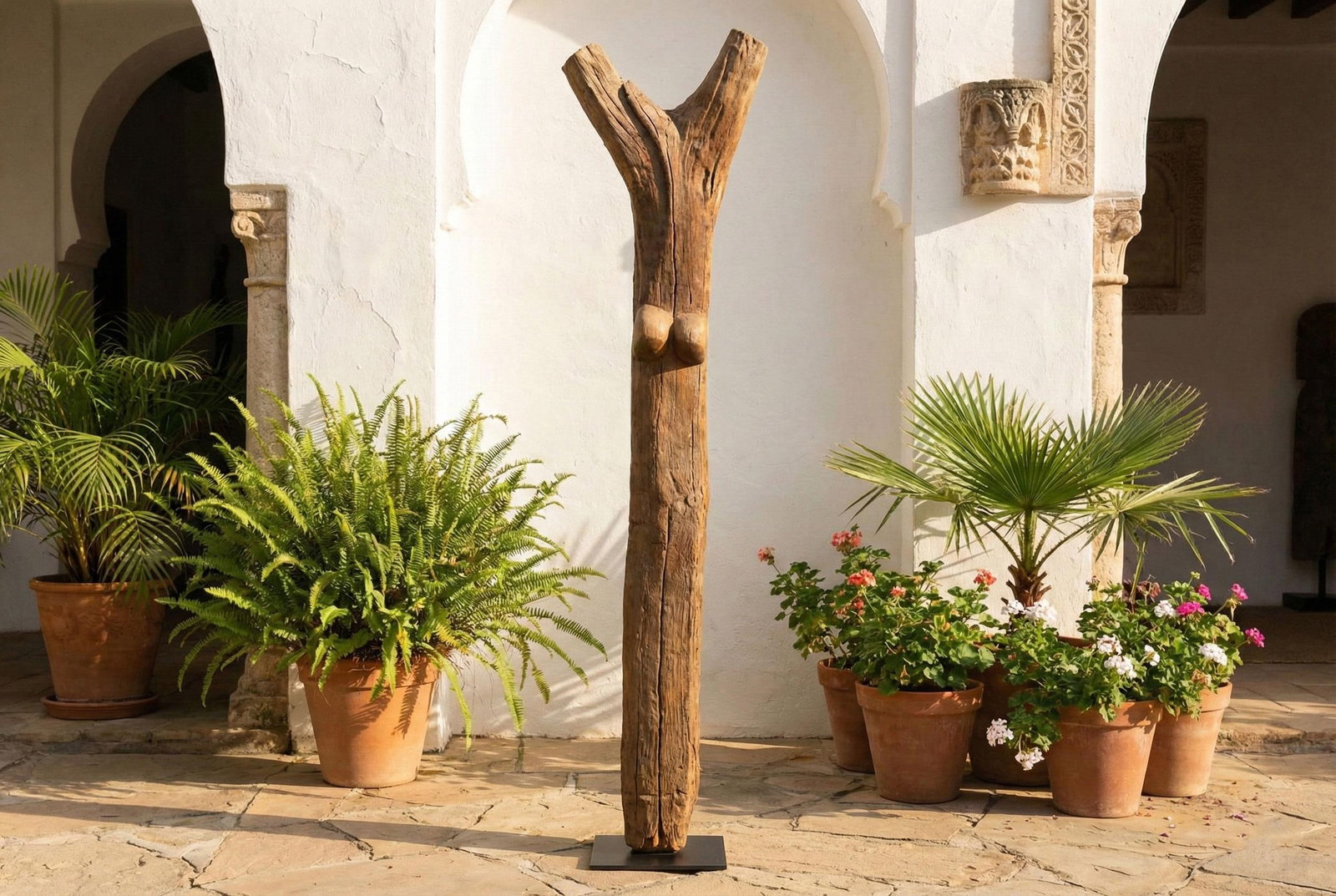 Rare Symbolic African Dogon House Post - 2