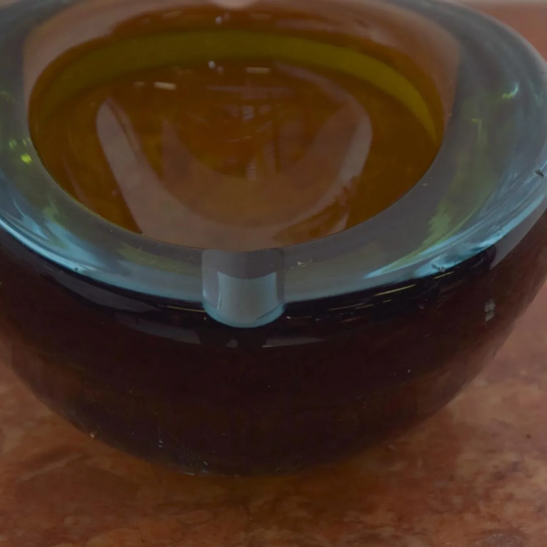 1960s Murano Glass Ashtray Aqua Venini - 3