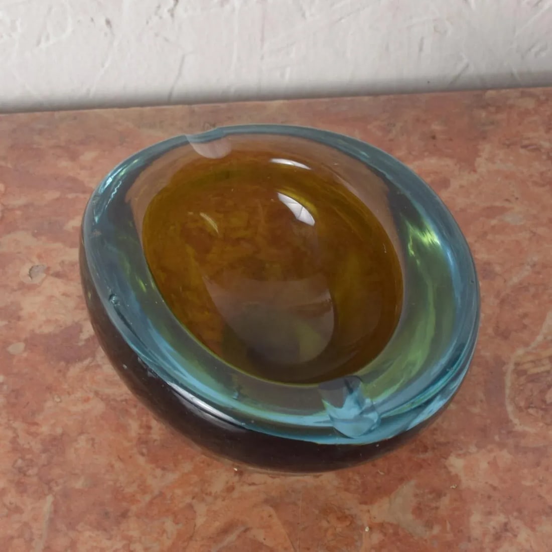 1960s Murano Glass Ashtray Aqua Venini - 4