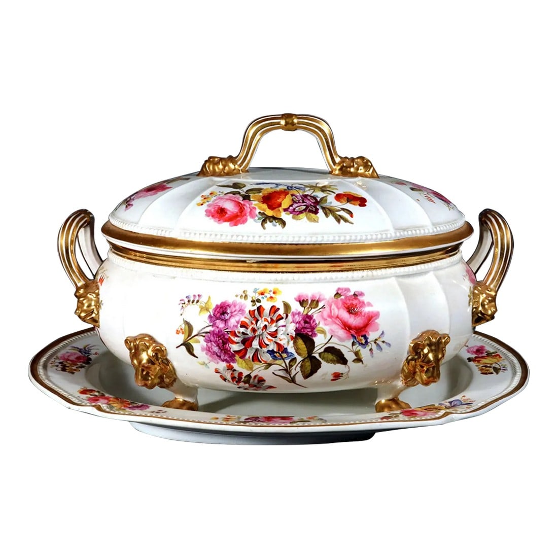 Derby Porcelain Large Botanical Soup Tureen, Cover & Stand (1 of 12)