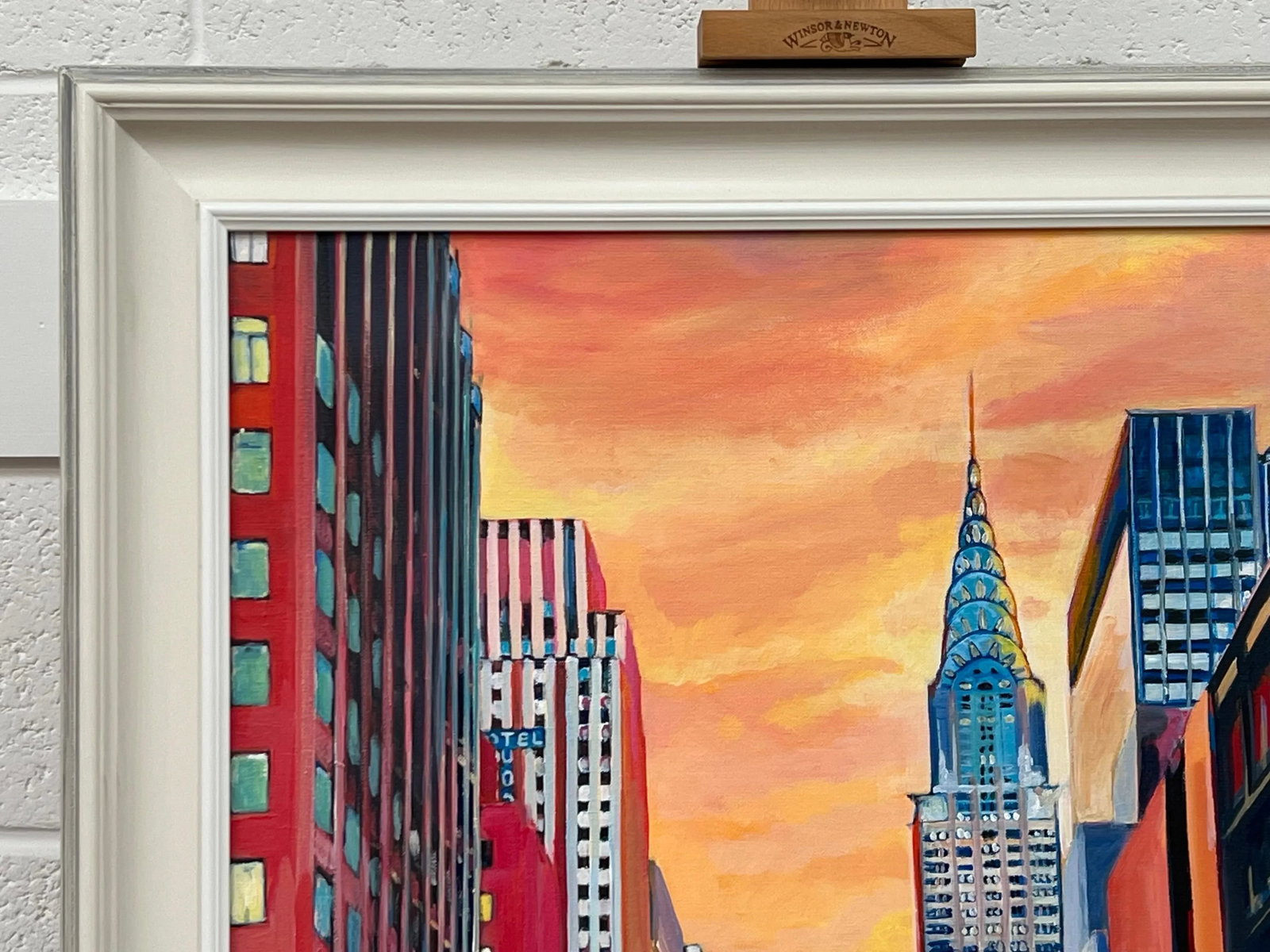 Painting of the Chrysler Building 42nd Street New York City Using Golden Yellow & Orange - 11