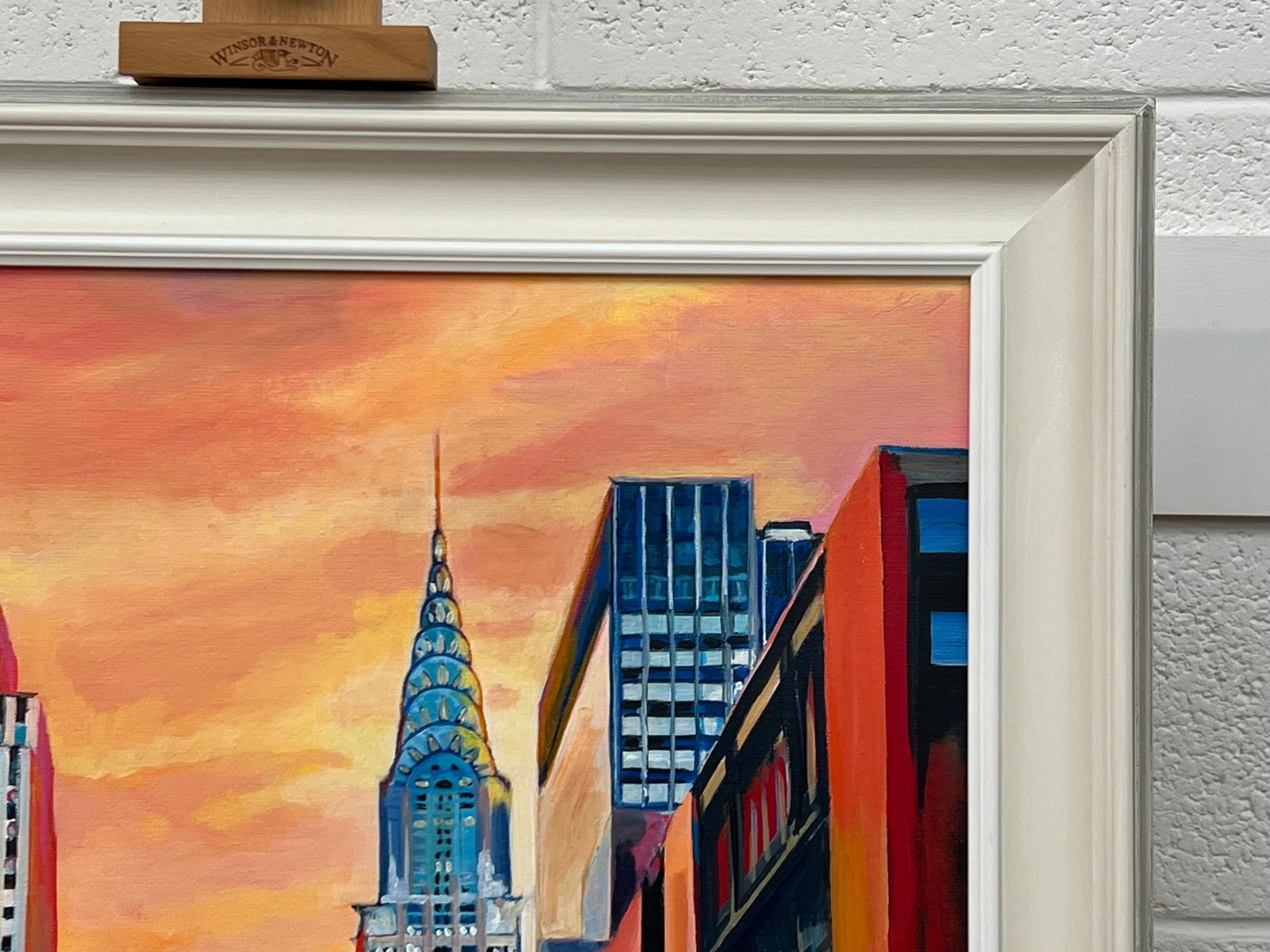 Painting of the Chrysler Building 42nd Street New York City Using Golden Yellow & Orange - 12