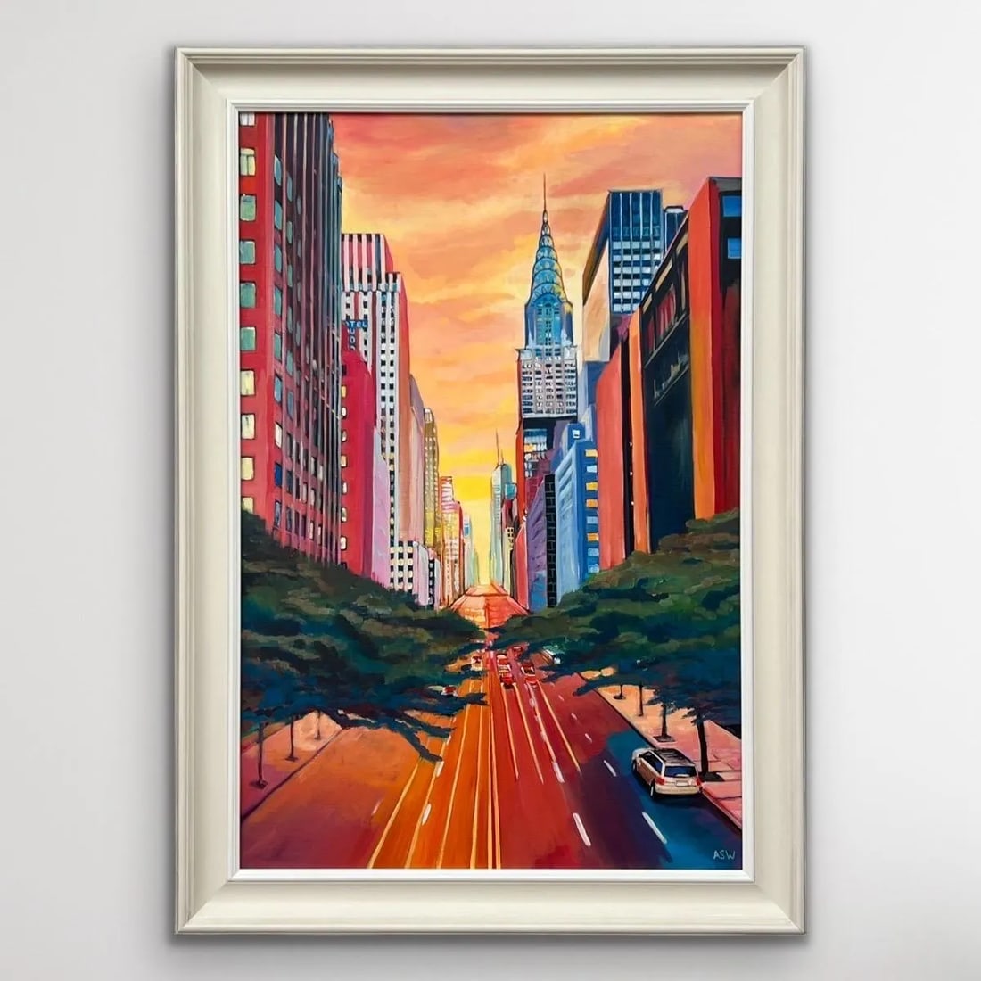 Painting of the Chrysler Building 42nd Street New York City Using Golden Yellow & Orange - 5