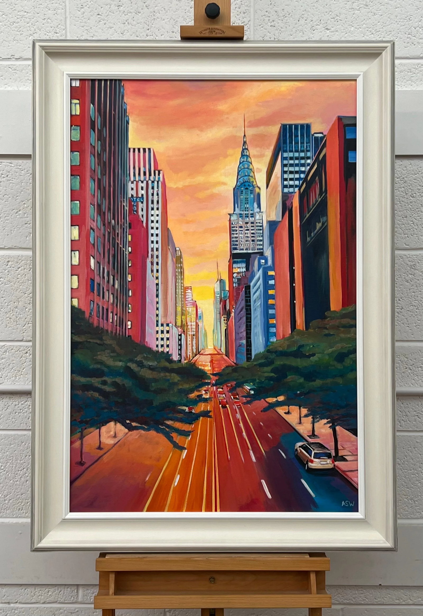 Painting of the Chrysler Building 42nd Street New York City Using Golden Yellow & Orange - 6