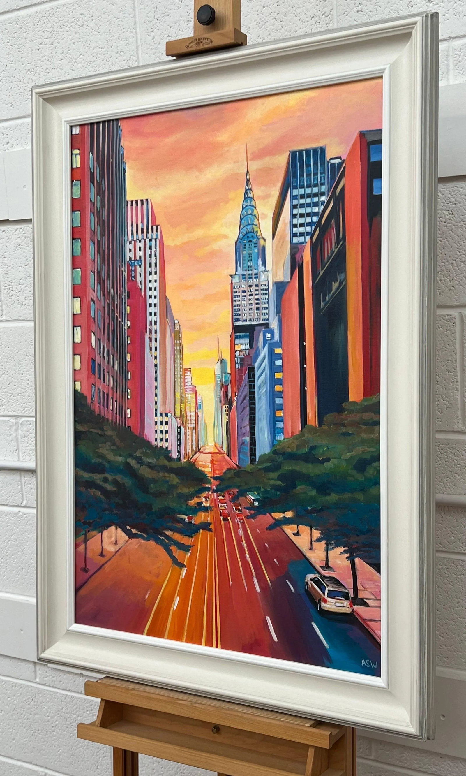 Painting of the Chrysler Building 42nd Street New York City Using Golden Yellow & Orange - 7
