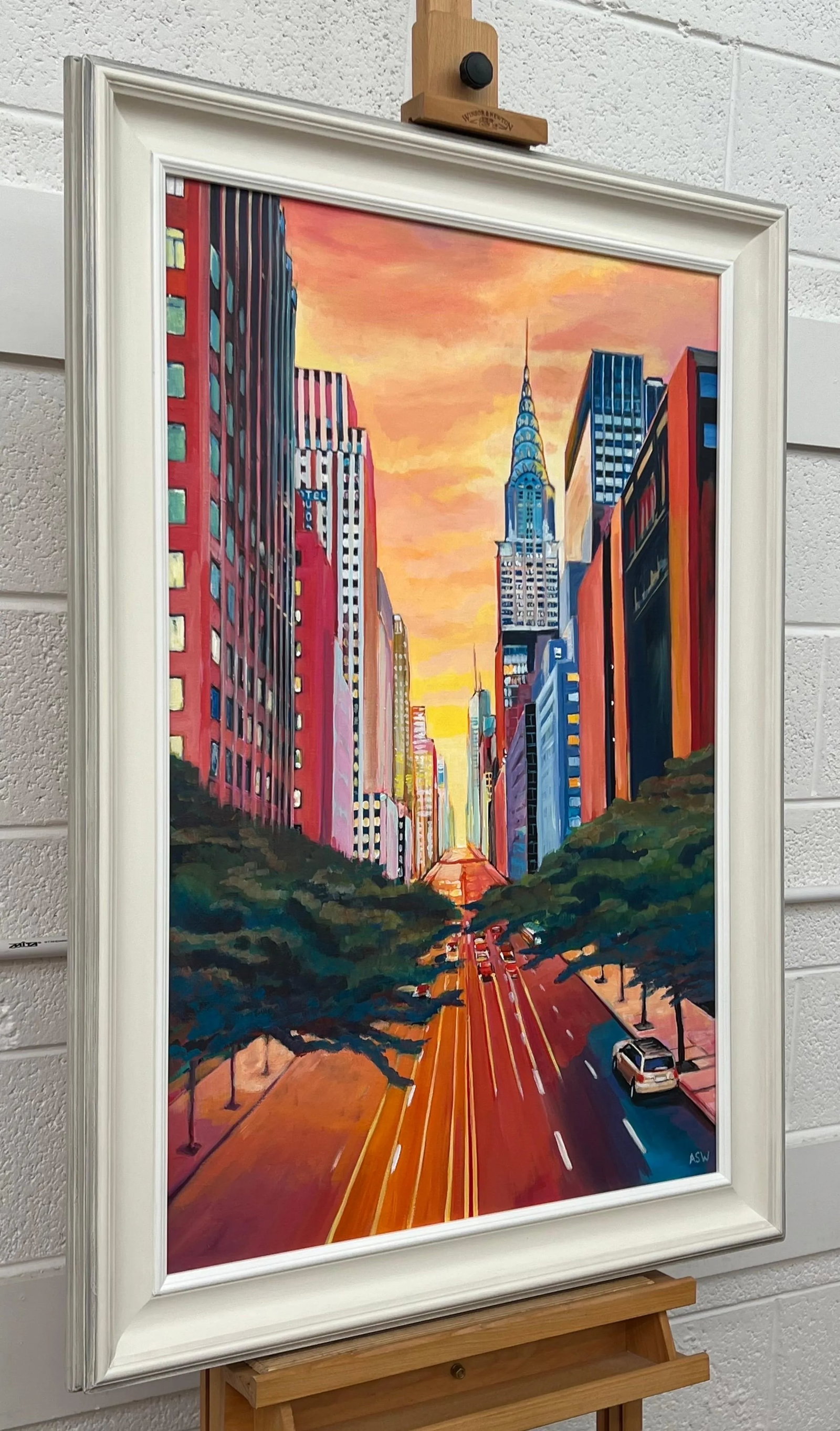 Painting of the Chrysler Building 42nd Street New York City Using Golden Yellow & Orange - 8