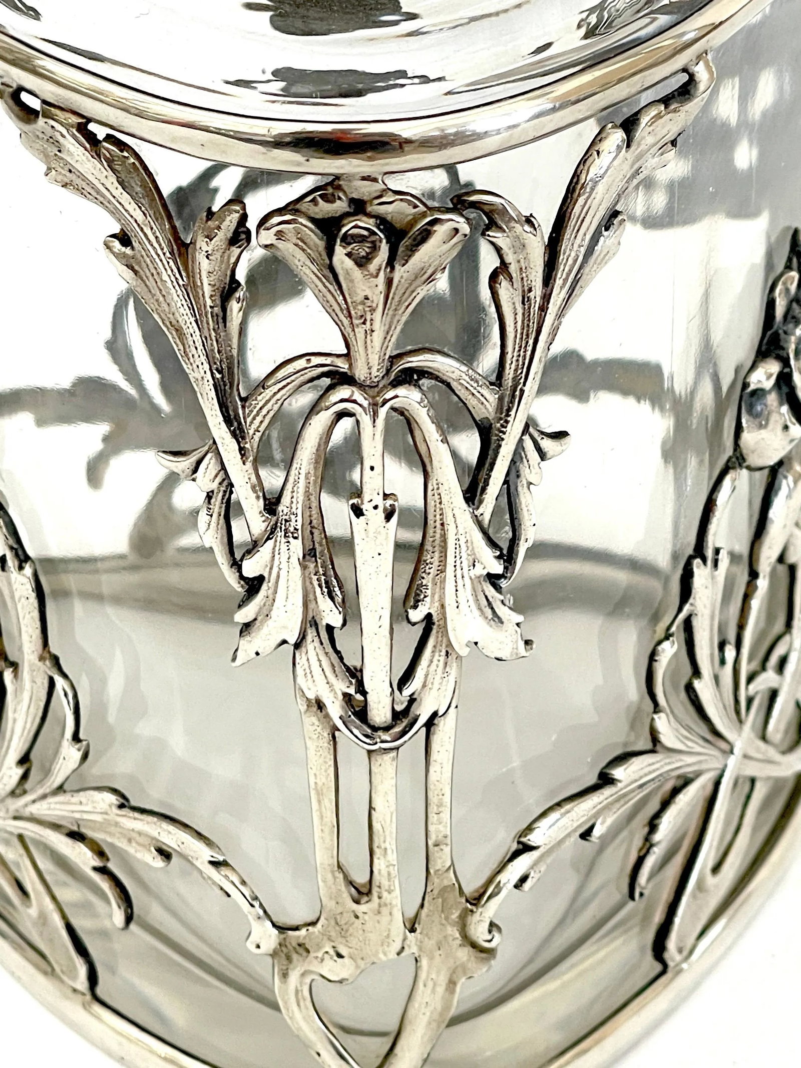 Exquisite Art Nouveau Sterling Mounted Crystal Triangular Box - 12
