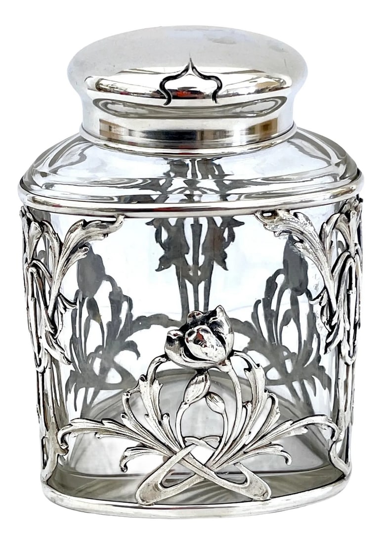 Exquisite Art Nouveau Sterling Mounted Crystal Triangular Box (1 of 12)