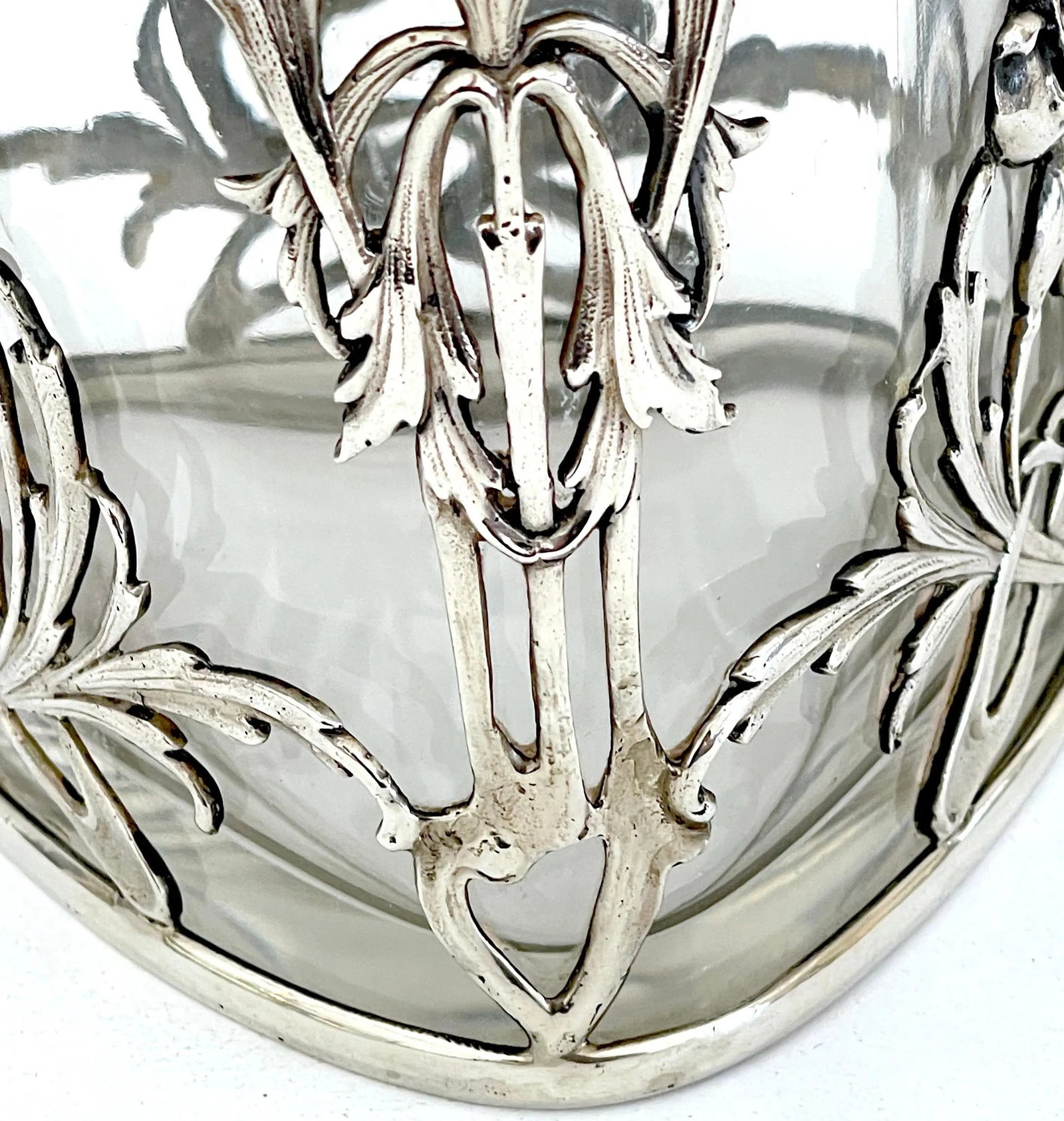 Exquisite Art Nouveau Sterling Mounted Crystal Triangular Box - 2