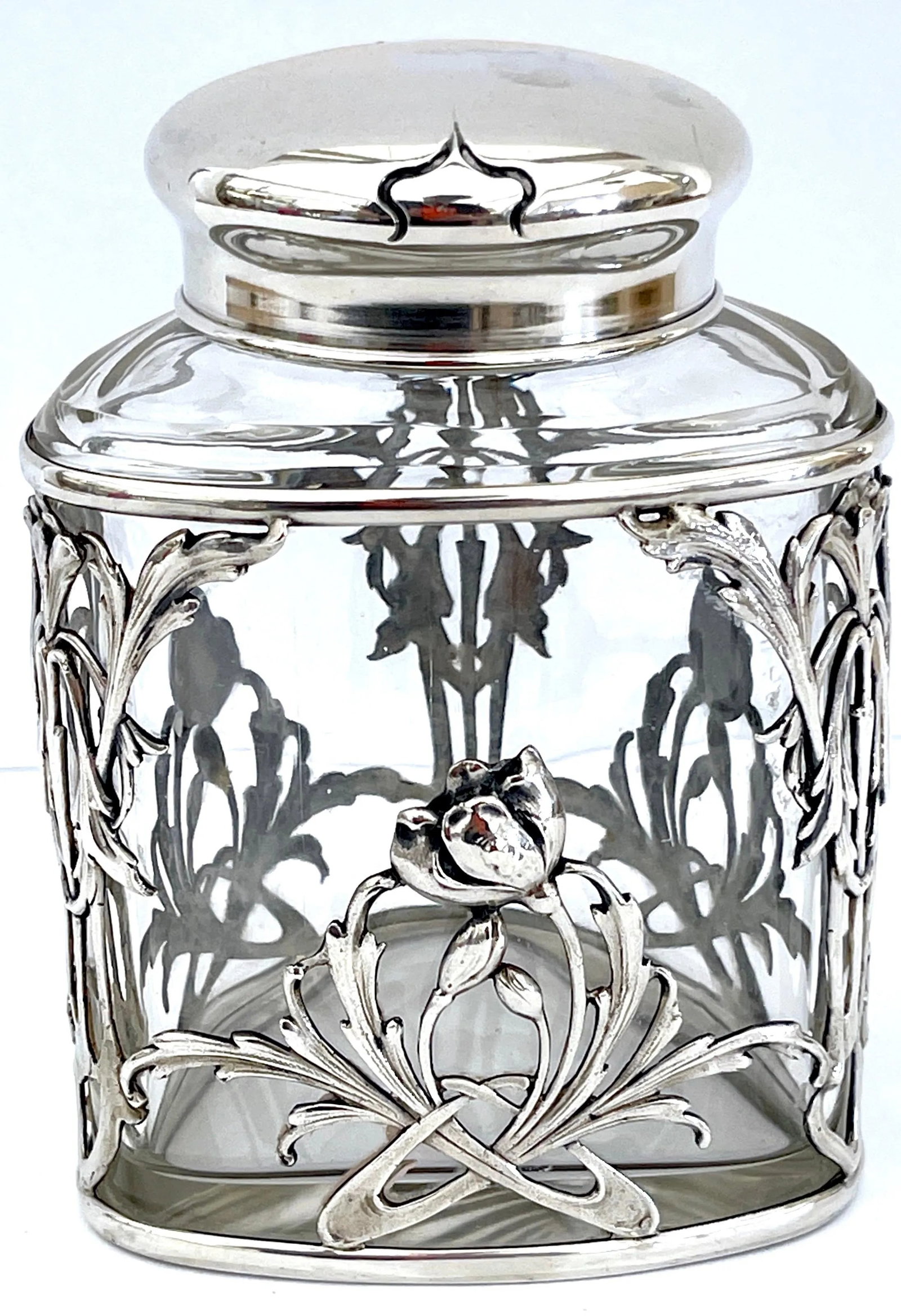 Exquisite Art Nouveau Sterling Mounted Crystal Triangular Box - 5