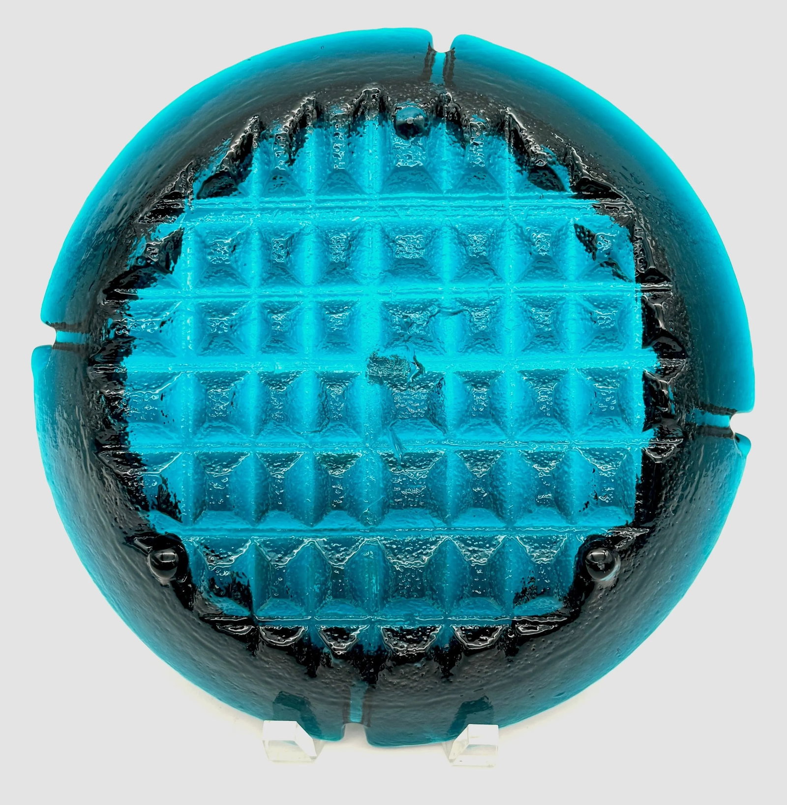 Massive 1970s Blenko 'Caribbean Blue' Brutalist Ashtray - 3