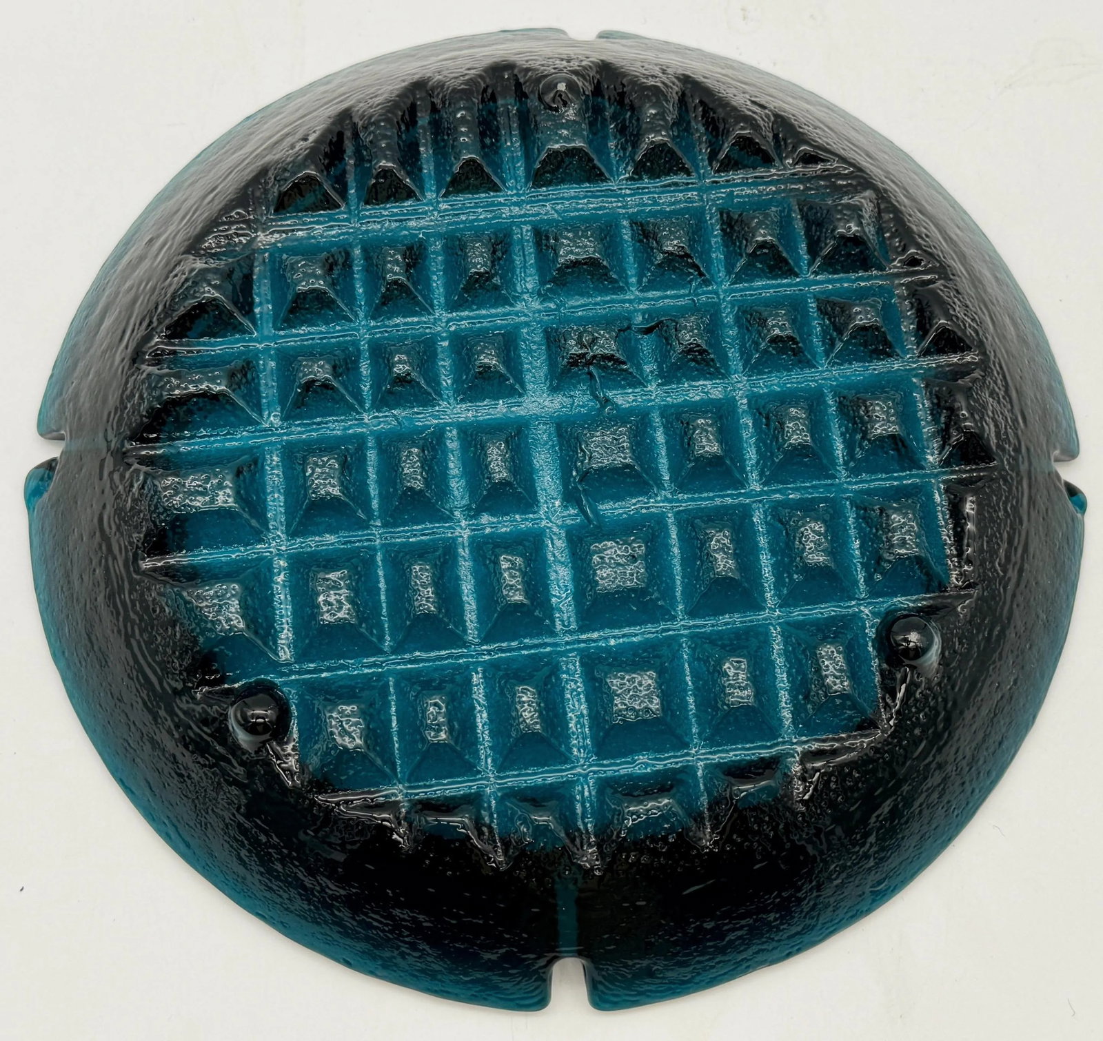 Massive 1970s Blenko 'Caribbean Blue' Brutalist Ashtray - 8