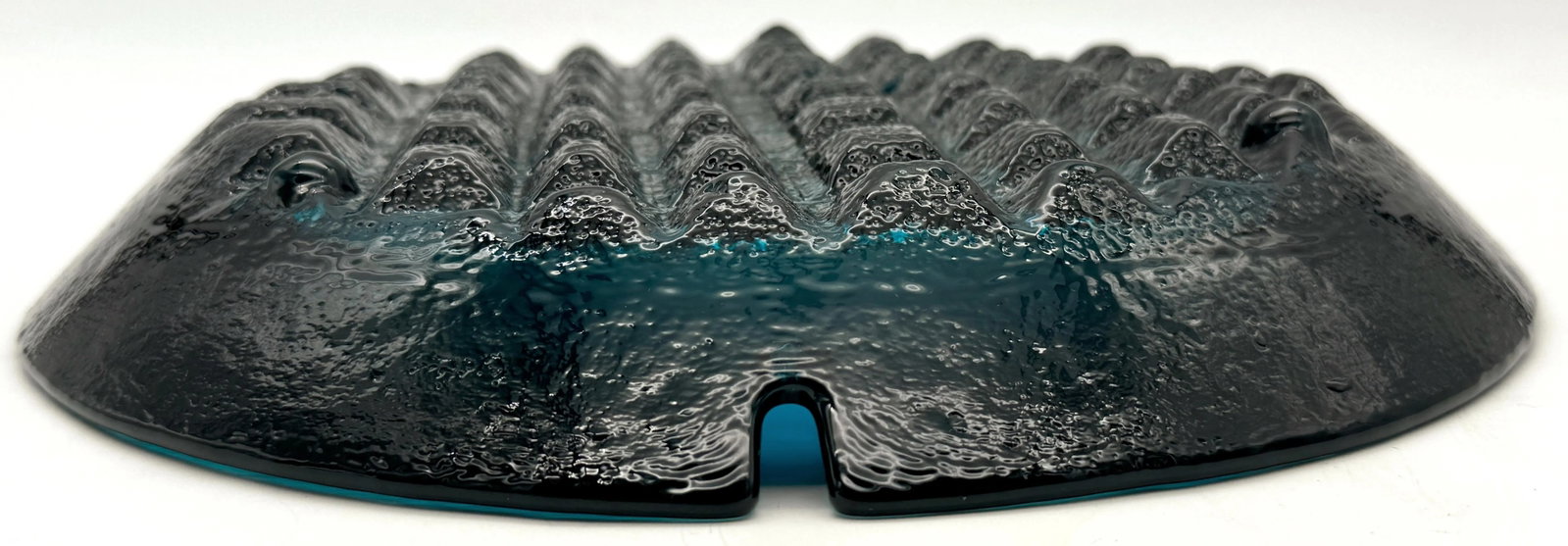 Massive 1970s Blenko 'Caribbean Blue' Brutalist Ashtray - 9