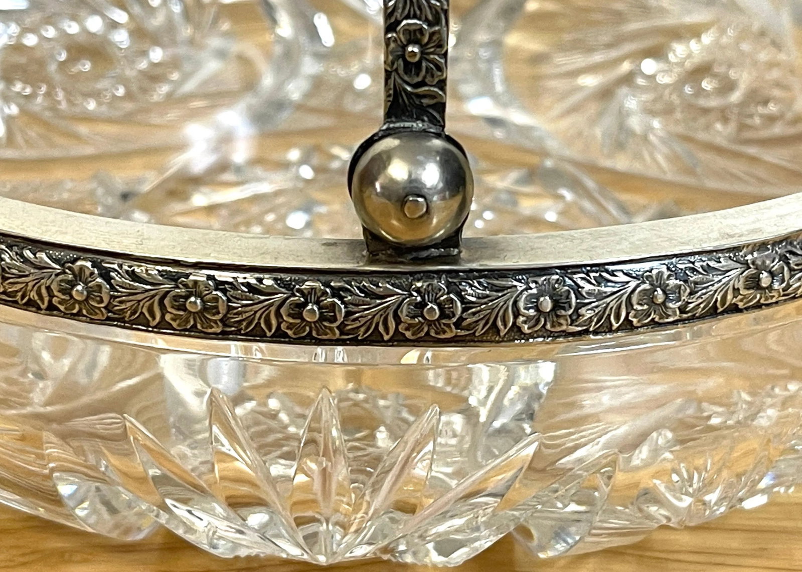 19th Century Russian Silver & Cut Glass Swing-Handled Basket - 10