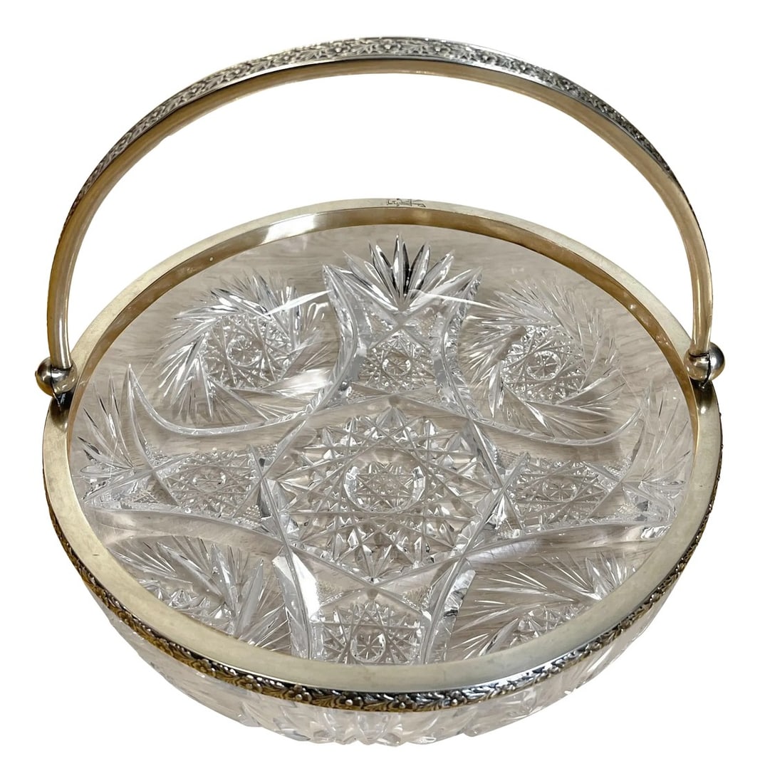 19th Century Russian Silver & Cut Glass Swing-Handled Basket (1 of 10)