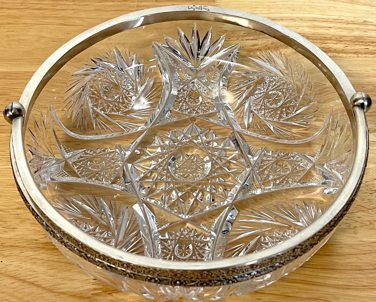 19th Century Russian Silver & Cut Glass Swing-Handled Basket - 7