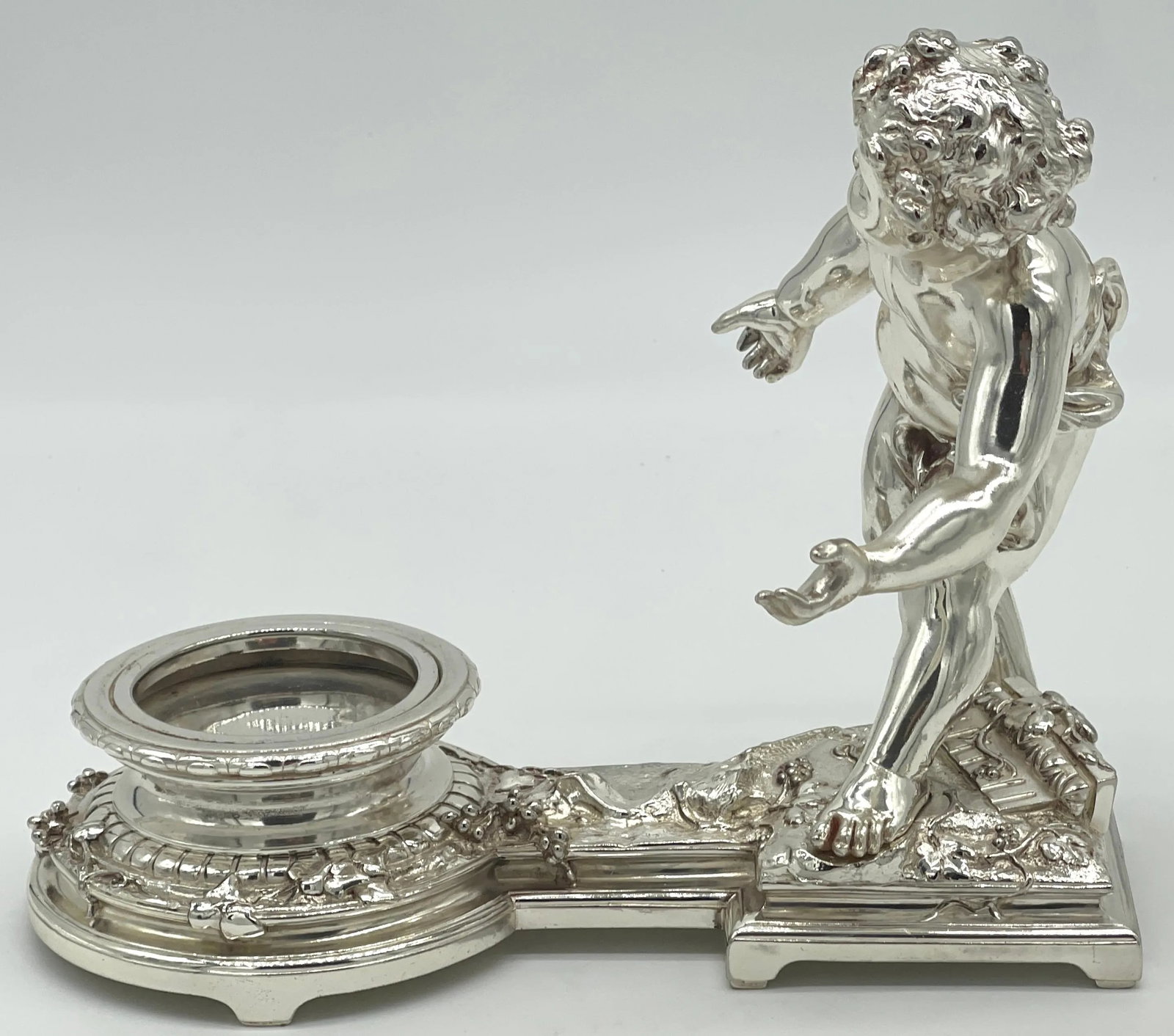 19th C. Christofle Silvered Bronze Putti & Crystal Centerpieces - a Pair - 11