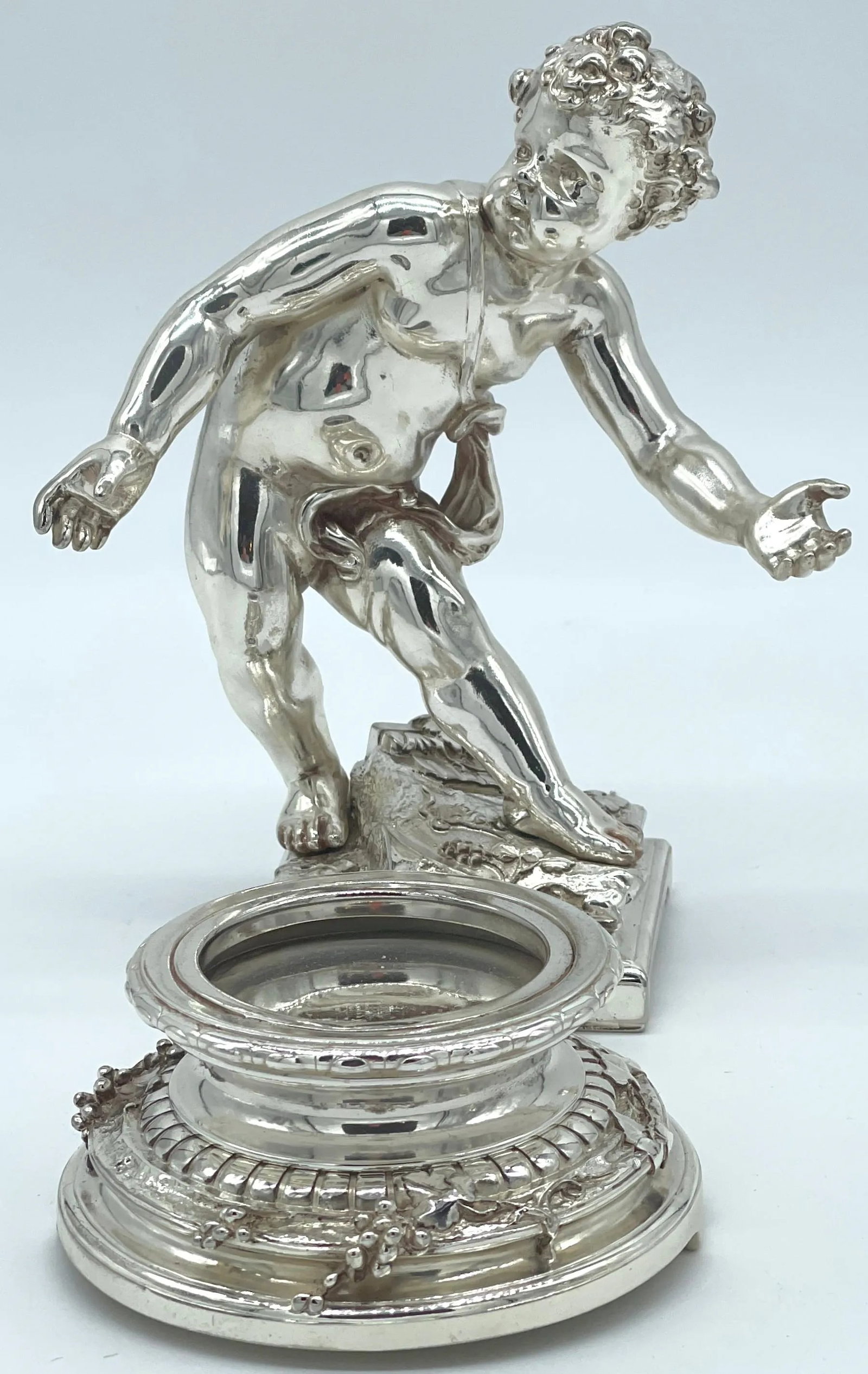 19th C. Christofle Silvered Bronze Putti & Crystal Centerpieces - a Pair - 12