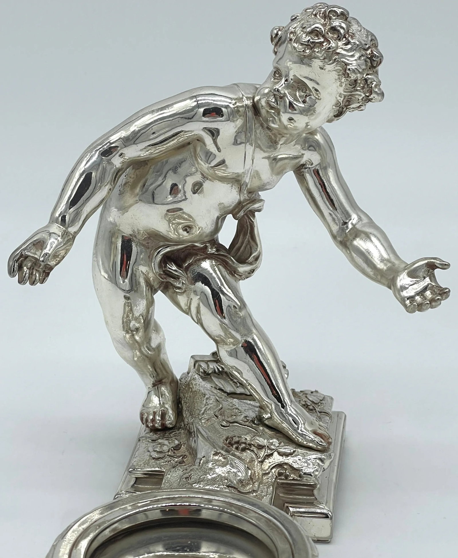 19th C. Christofle Silvered Bronze Putti & Crystal Centerpieces - a Pair - 2