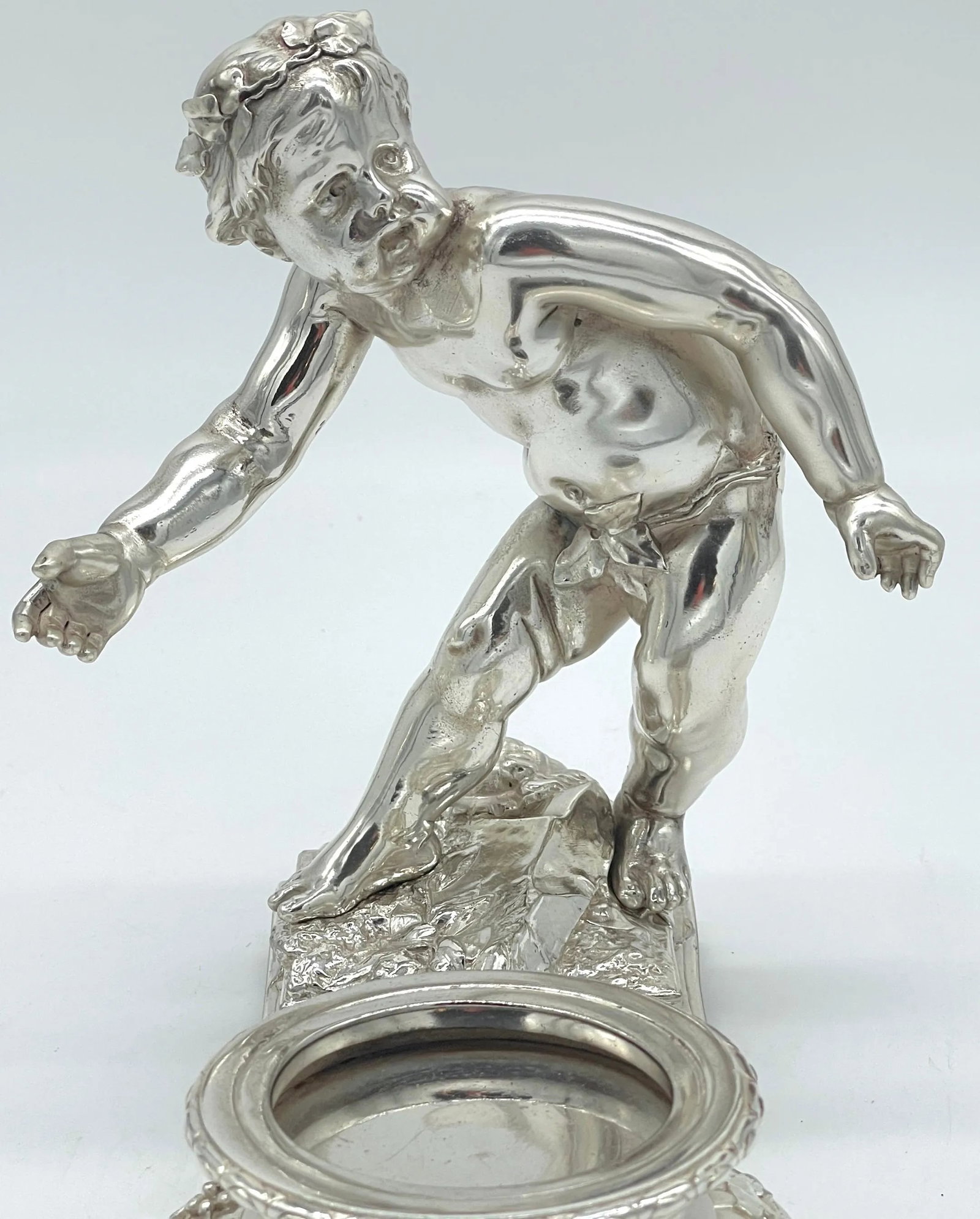19th C. Christofle Silvered Bronze Putti & Crystal Centerpieces - a Pair - 4