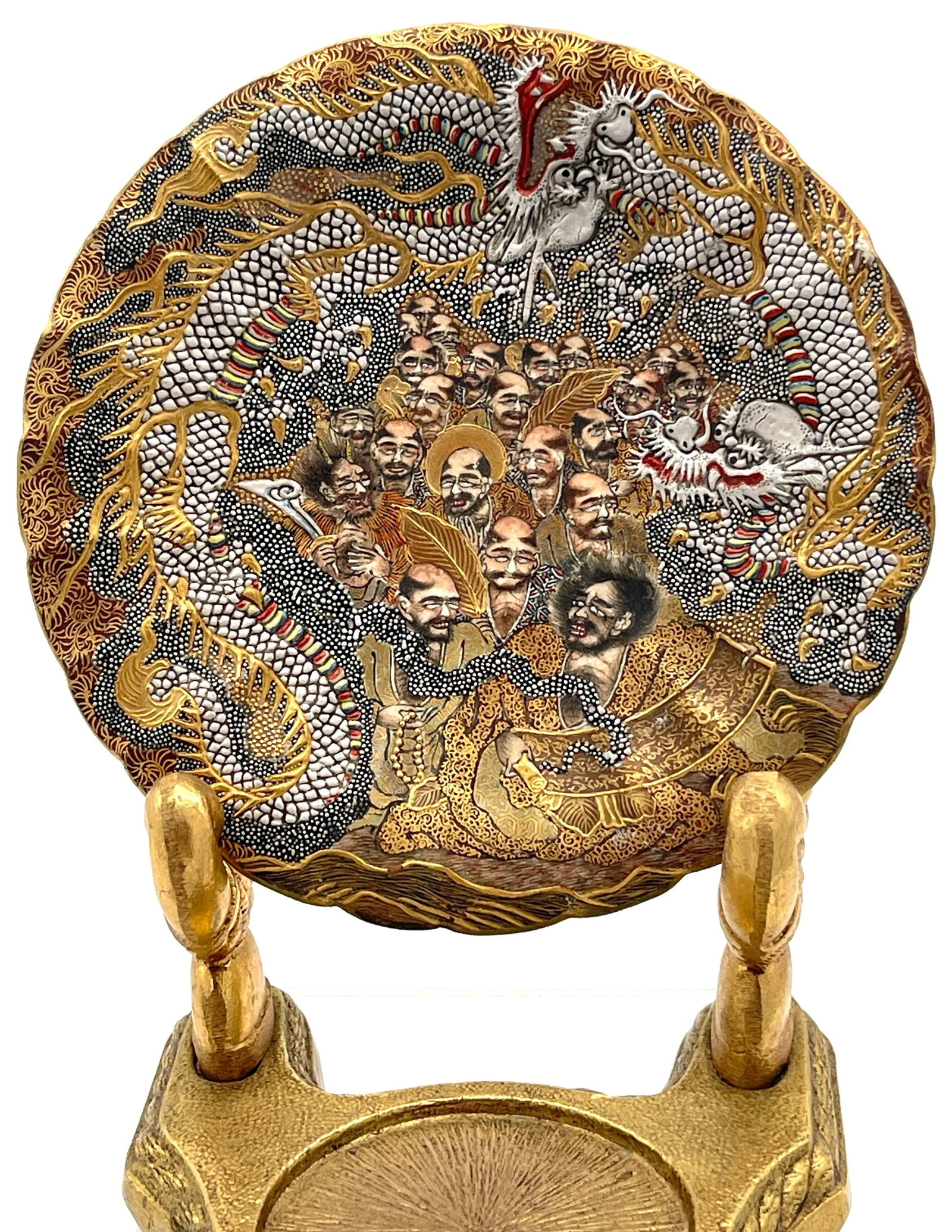 Extraordinary Meiji Satsuma Cup & Saucer, Raised Gilt Enamel Signature, Kozan Zo - a Pair - 3