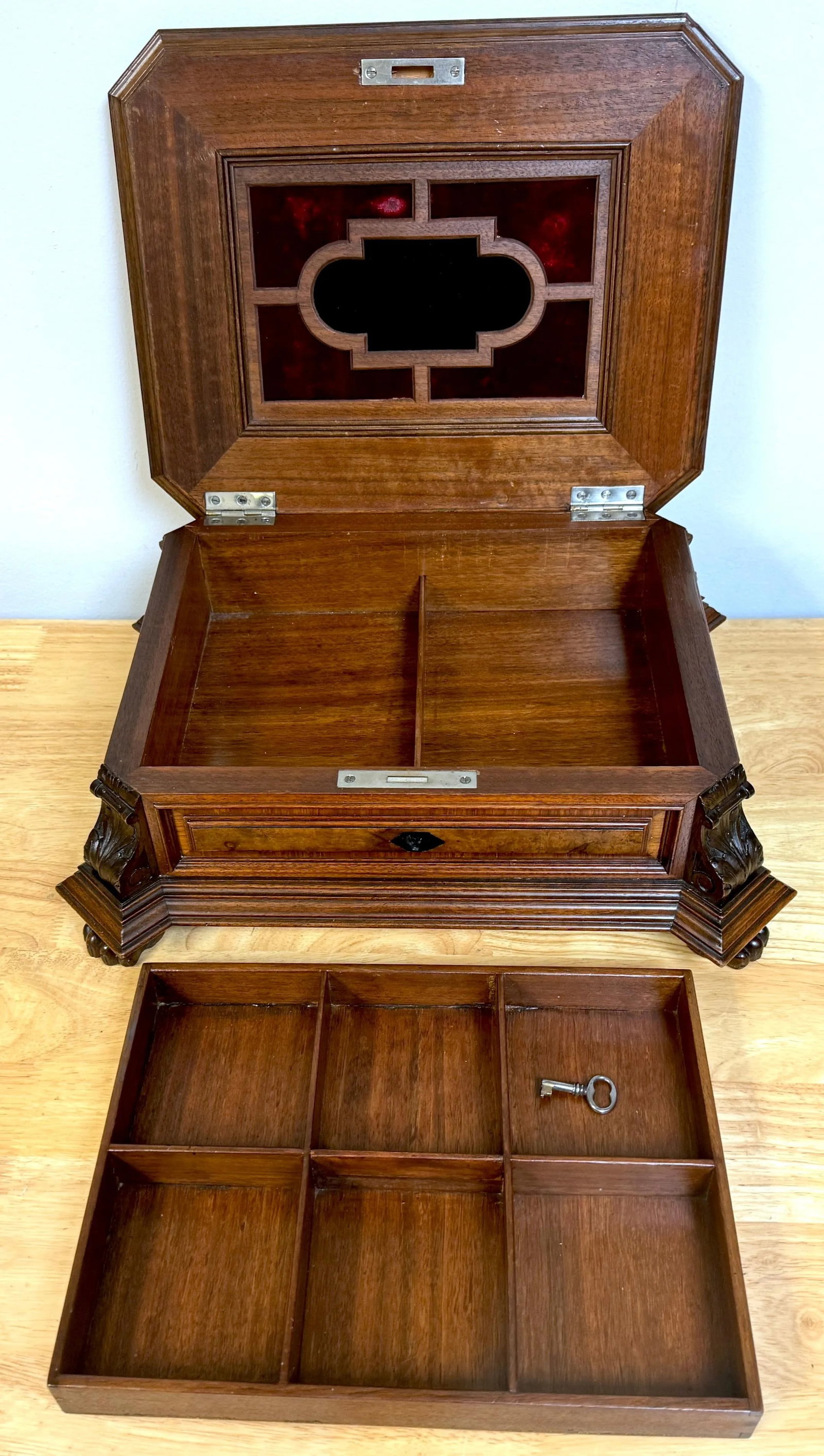 Napoleon III Exotic Burlwood Jewelry/ Table Box, France, Circa 1870s - 4
