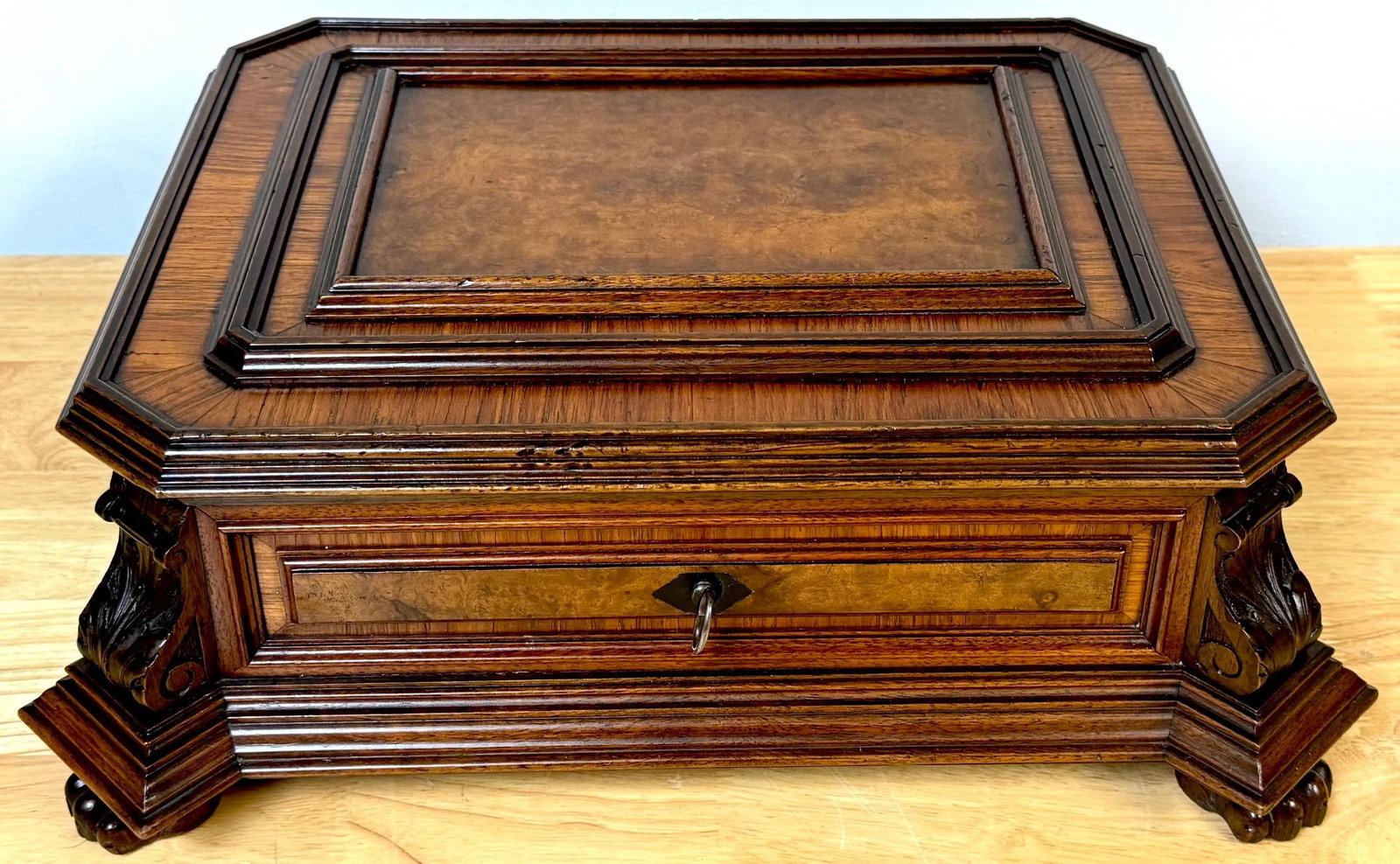 Napoleon III Exotic Burlwood Jewelry/ Table Box, France, Circa 1870s - 5