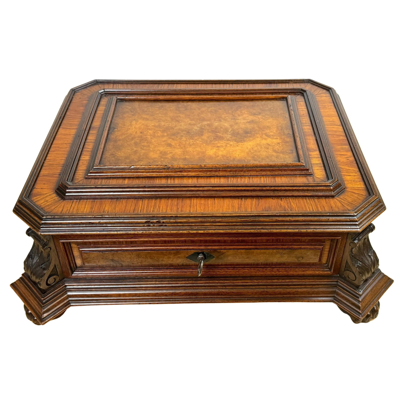 Napoleon III Exotic Burlwood Jewelry/ Table Box, France, Circa 1870s - 6