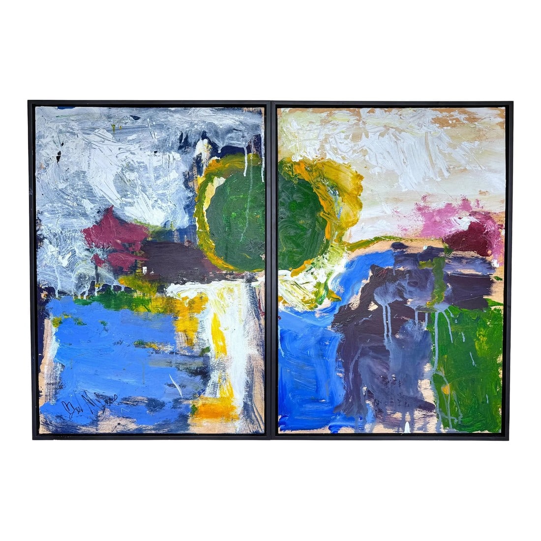 Abstract III, Diptych' by Beverly Myers Modern Painter, School of Wolf Kahn - a Pair (1 of 12)