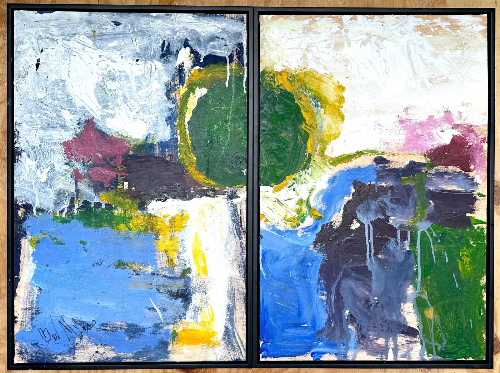 Abstract III, Diptych' by Beverly Myers Modern Painter, School of Wolf Kahn - a Pair - 4
