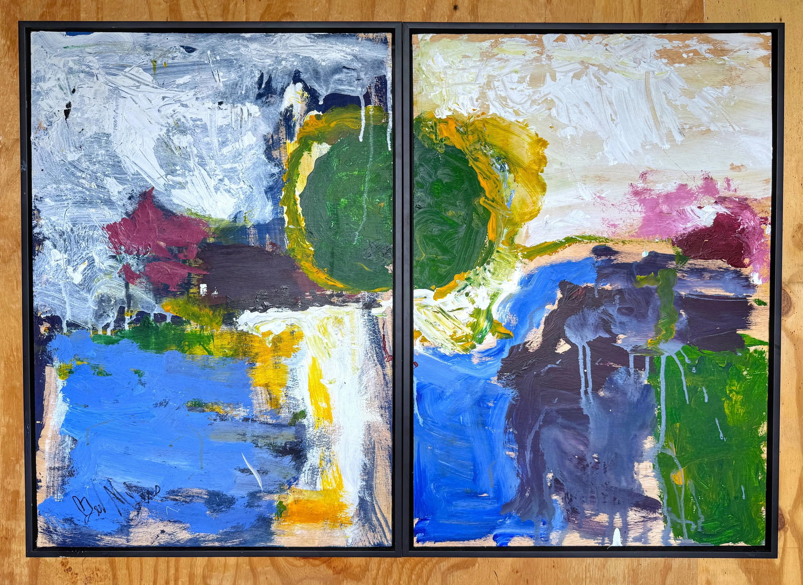 Abstract III, Diptych' by Beverly Myers Modern Painter, School of Wolf Kahn - a Pair - 5
